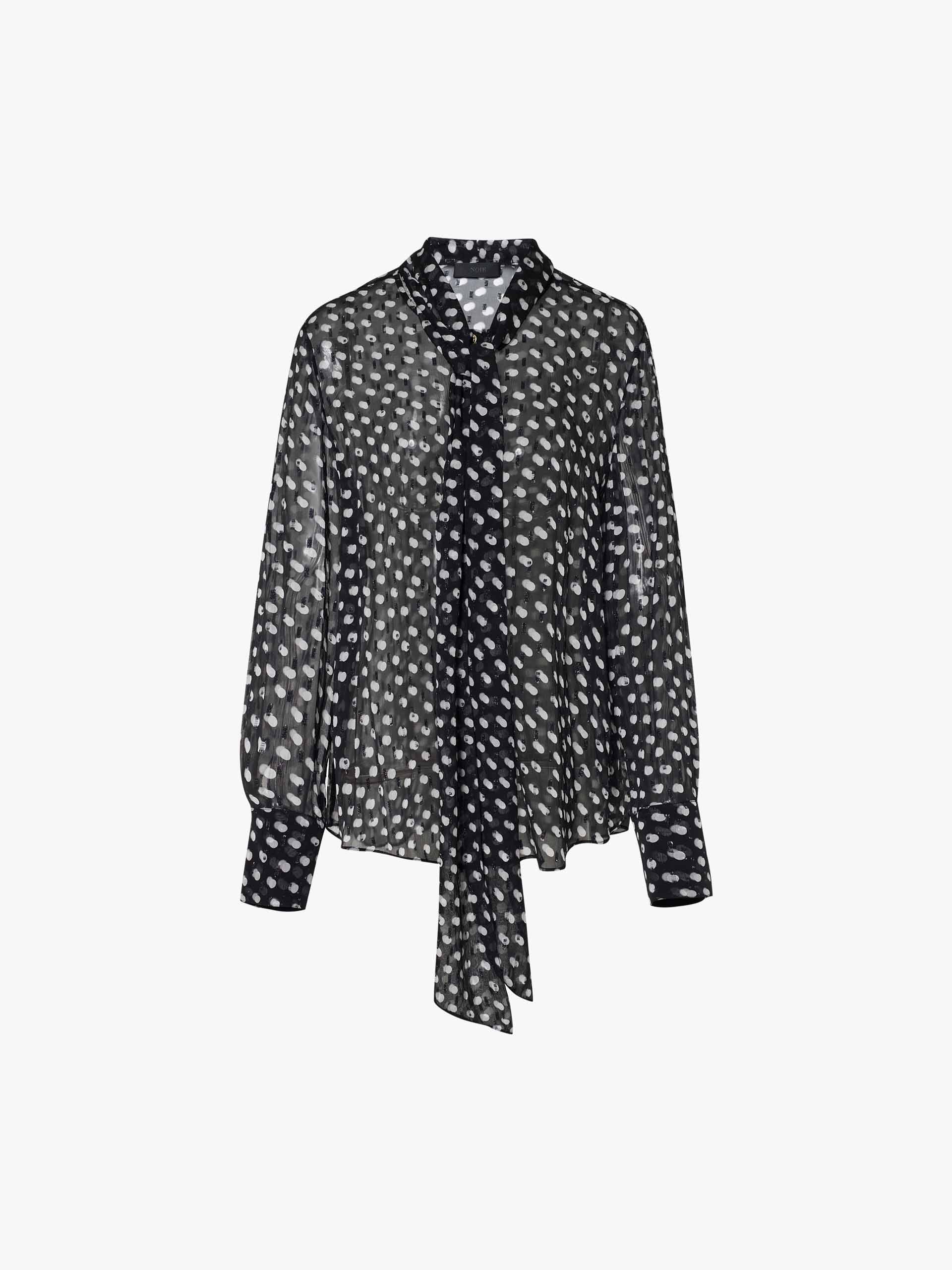 MO&Co. Noir Women's Polka Dot Long Sleeves Silk Shirt