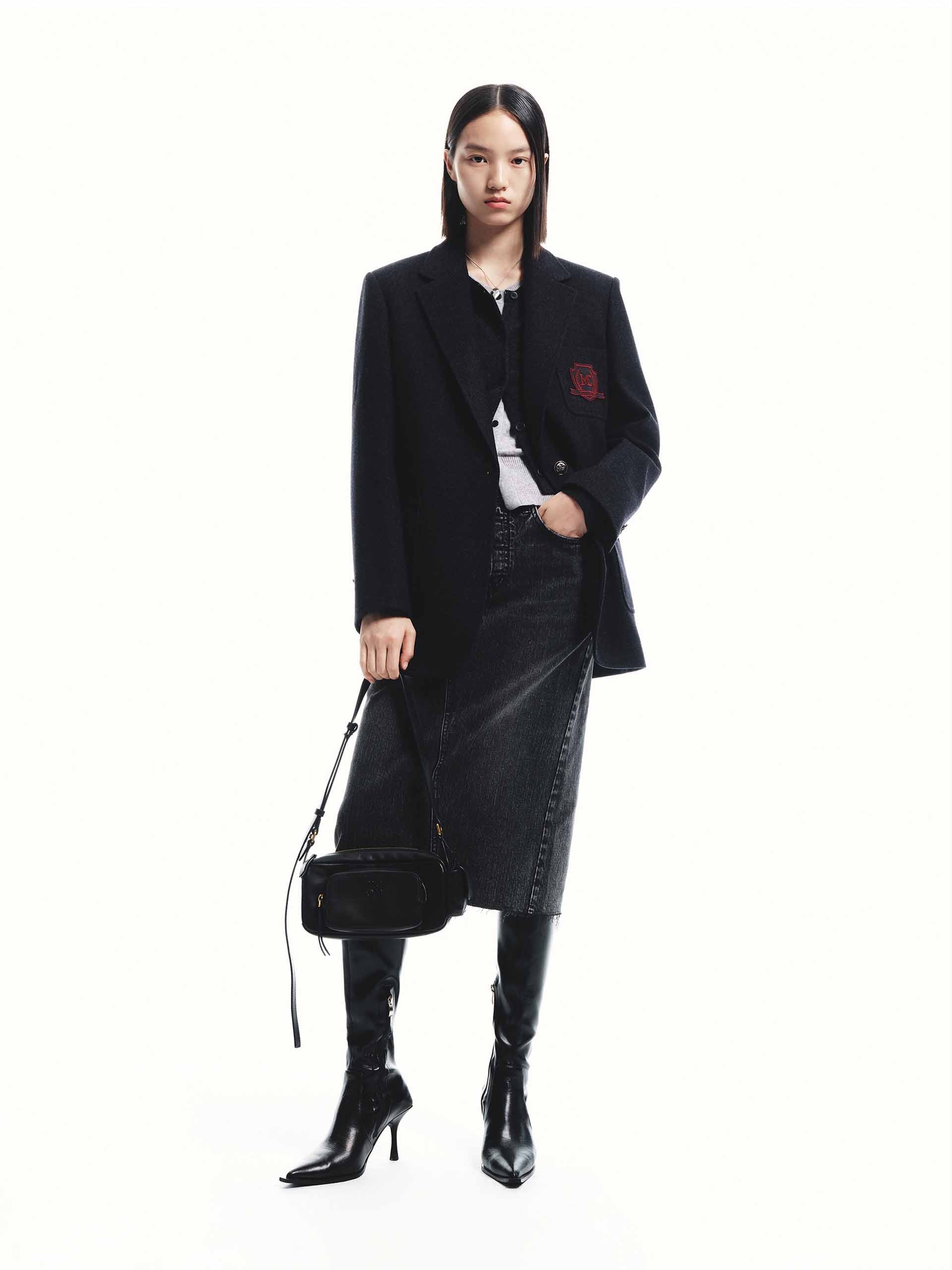 MO&Co. Women's Wool Tailored Blazer Coat in Black