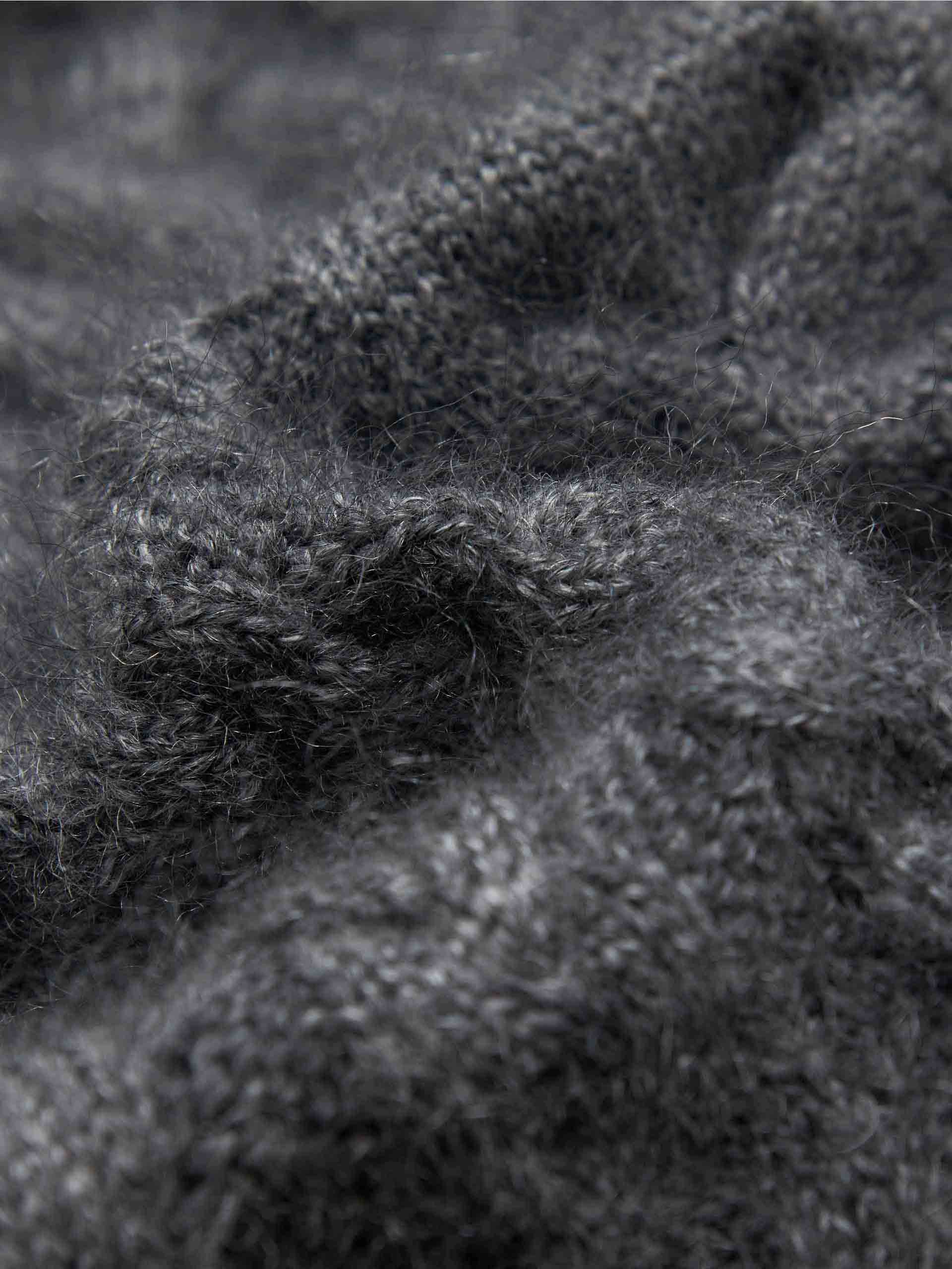 MO&Co. X RECTO Collection Women's Wide Collar Mohair Cable Knit Cardigan in Grey