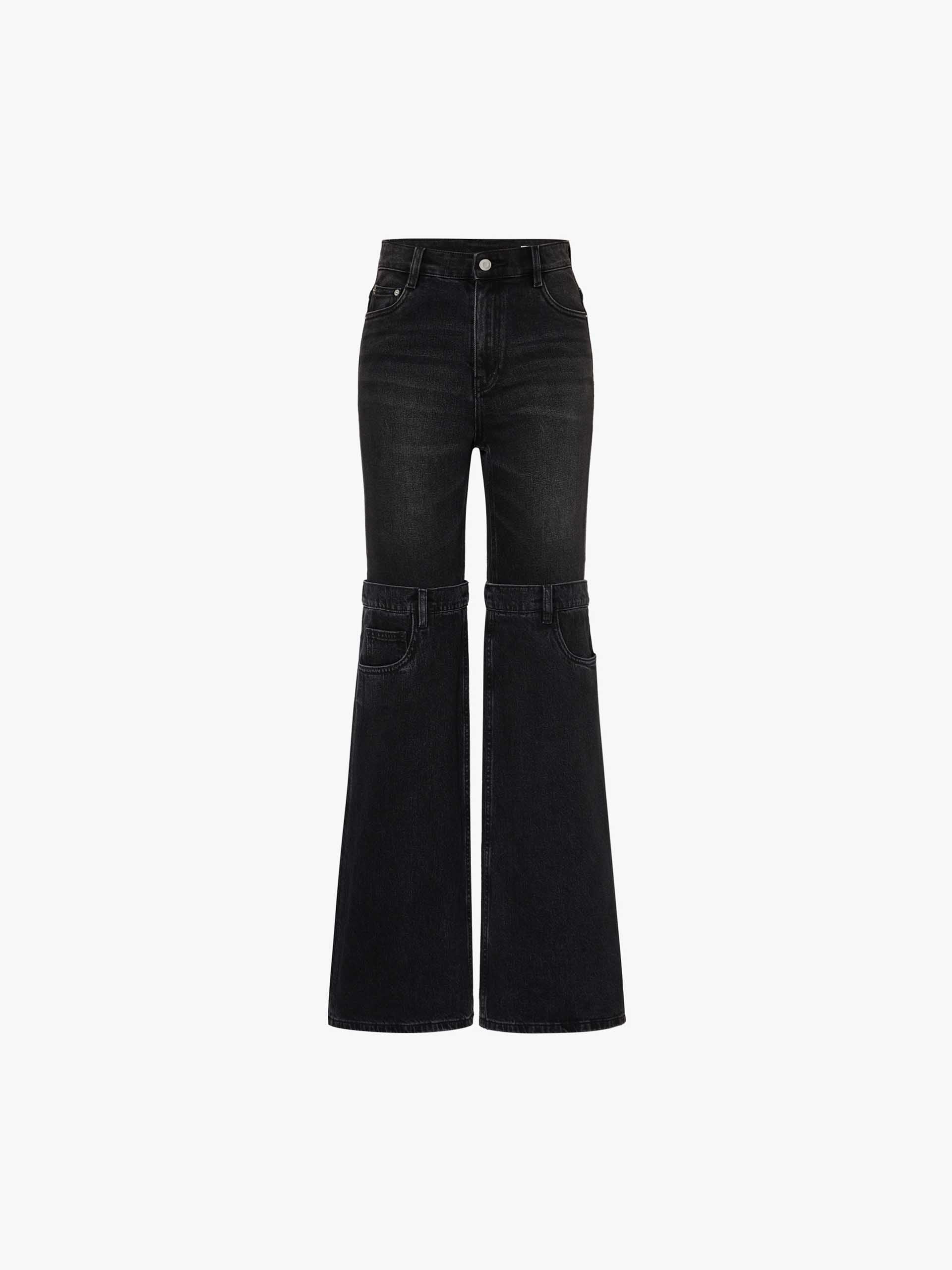 MO&Co. X Coperni Collection | Women's Paneled Straight Leg Black Jeans