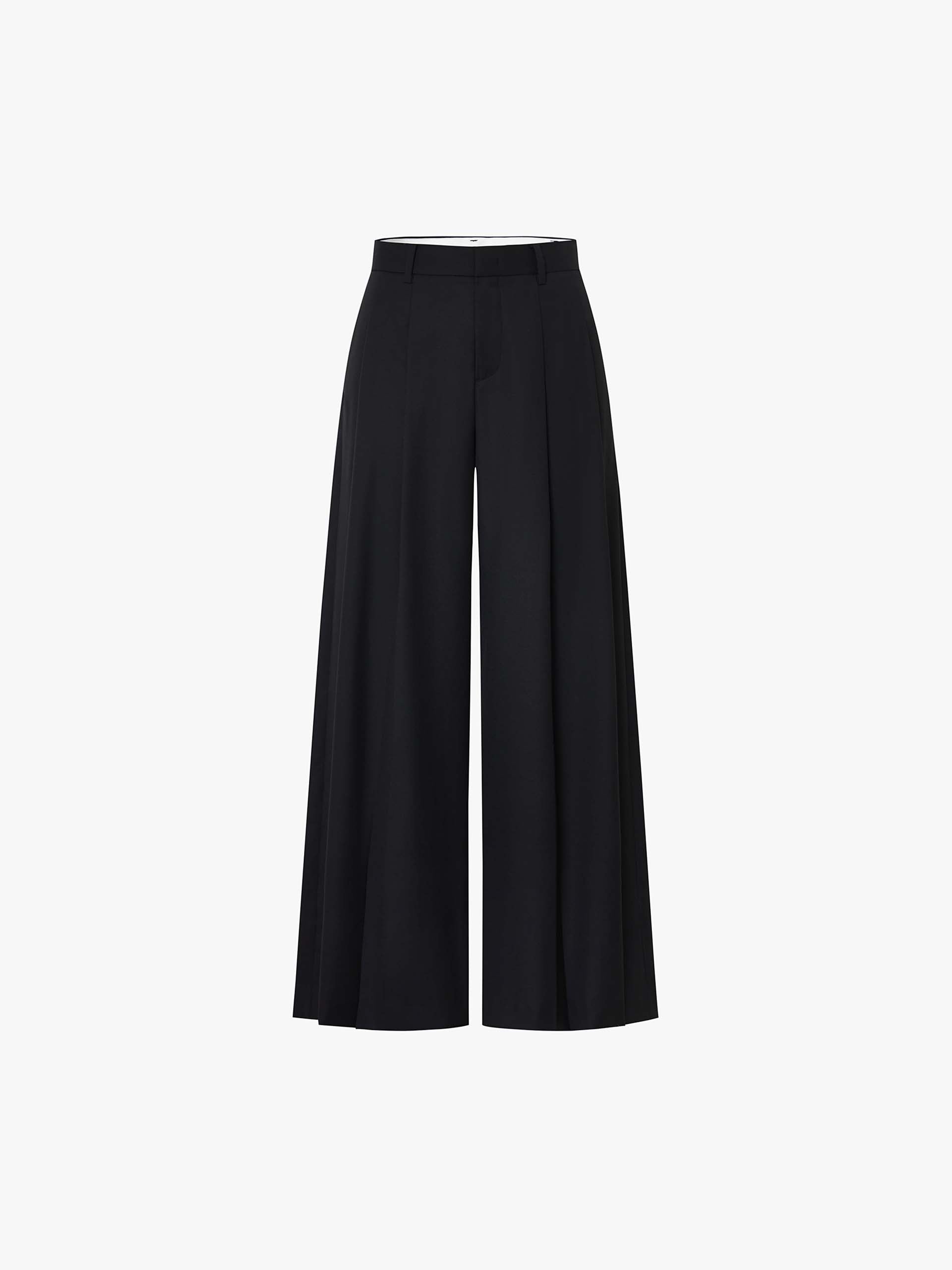 MO&Co. Women's Wide Leg Pleated Full Length Pants in Black