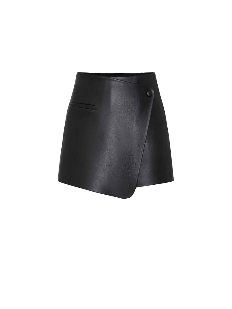 MO&Co. Women's Black Wrap Faux Leather Shorts
