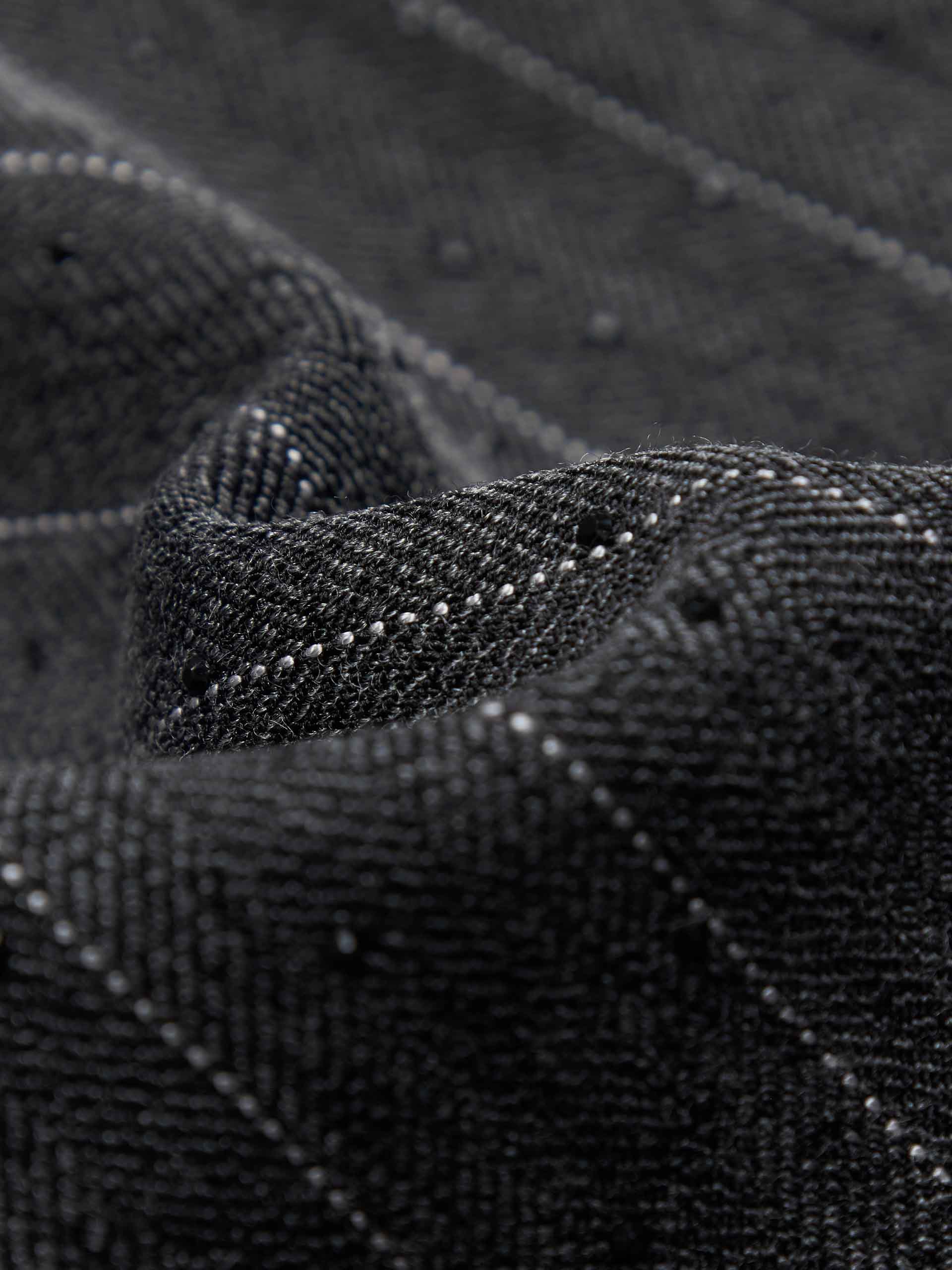 MO&Co. Women's Structured Pinstripe Oversized Blazer in Grey with Rhinestone embellishment