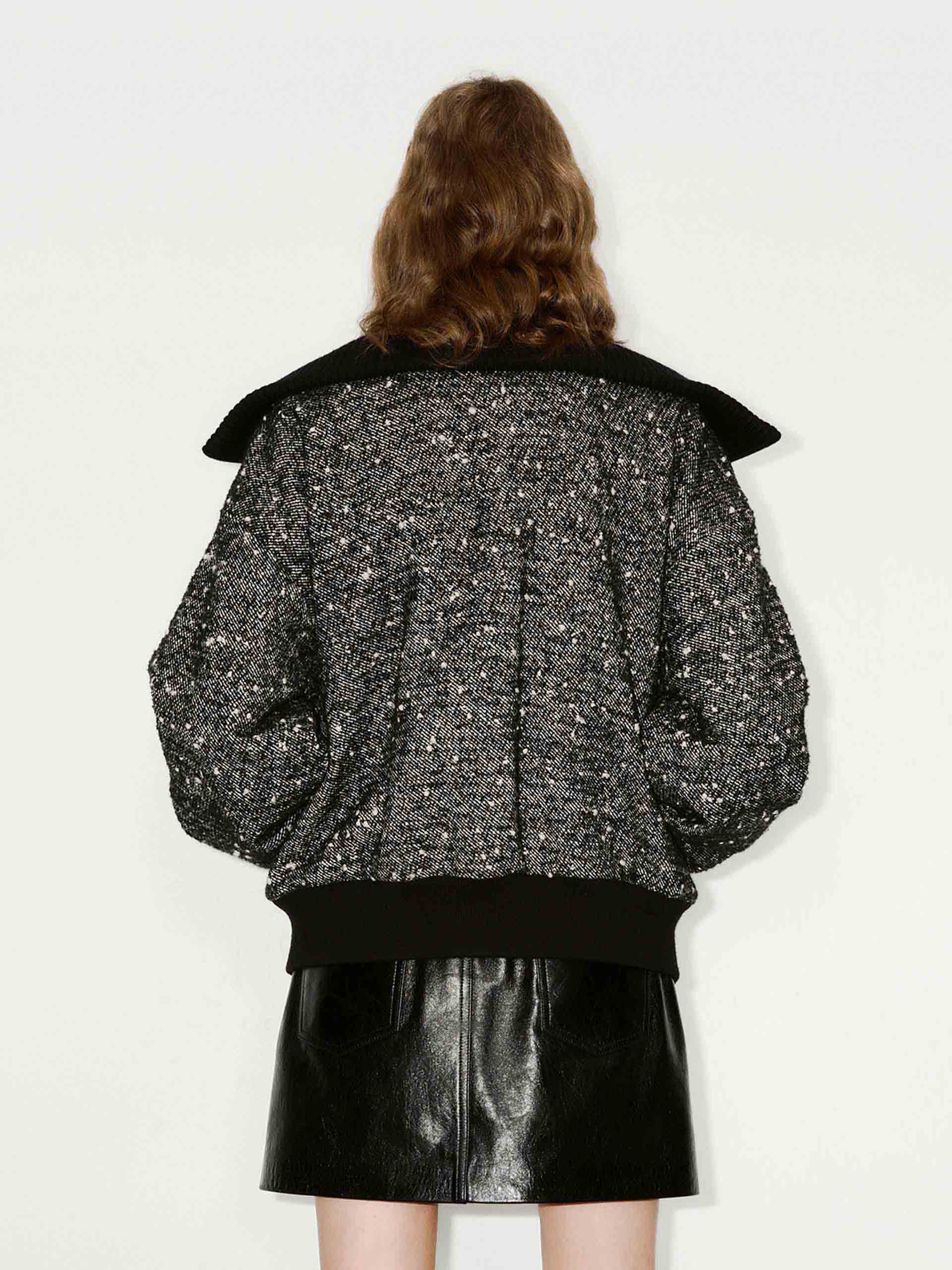 MO&Co. Women's Wool Blend Marled Textured Jacket in Grey for Fall Winter