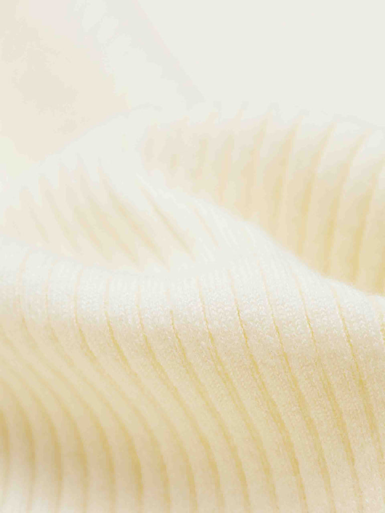 MO&Co. Women's Wool Blend Y2K Ribbed Knit Slim Fit Cardigan Zip Up in Beige