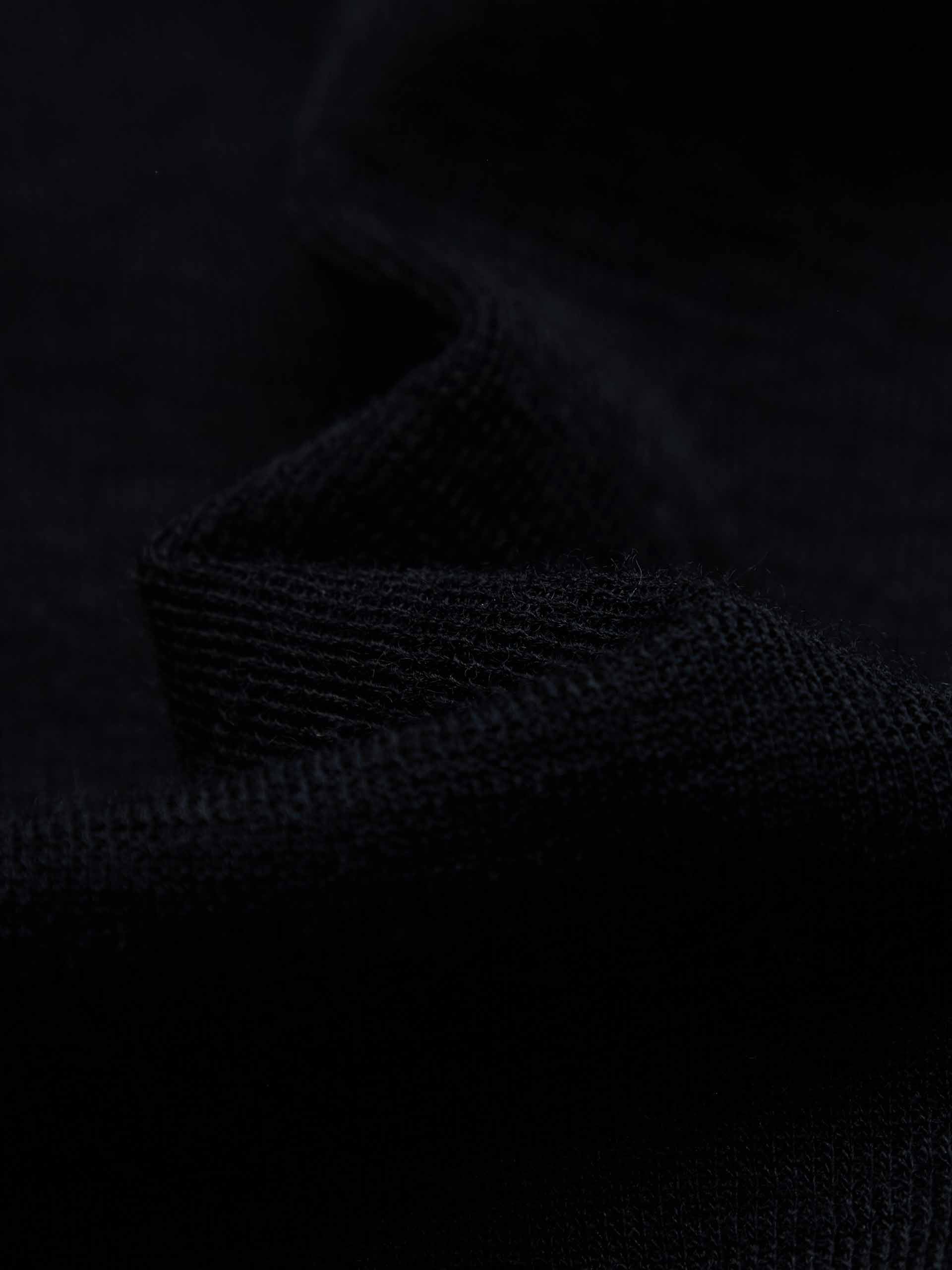 MO&Co. Noir Women's Slit 100% Merino Wool Long Sleeves Black Maxi Dress