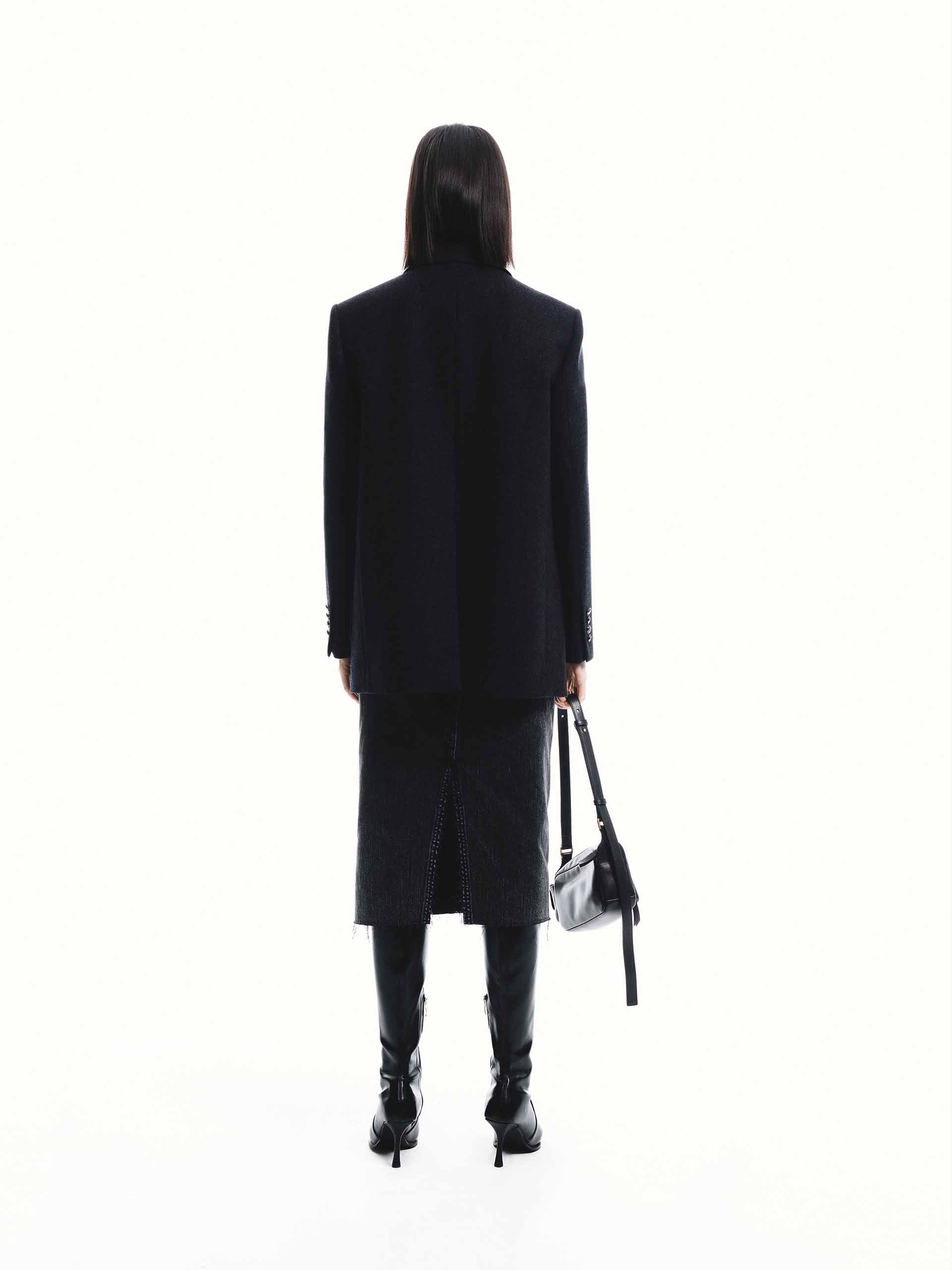 MO&Co. Women's Wool Tailored Blazer Coat in Black