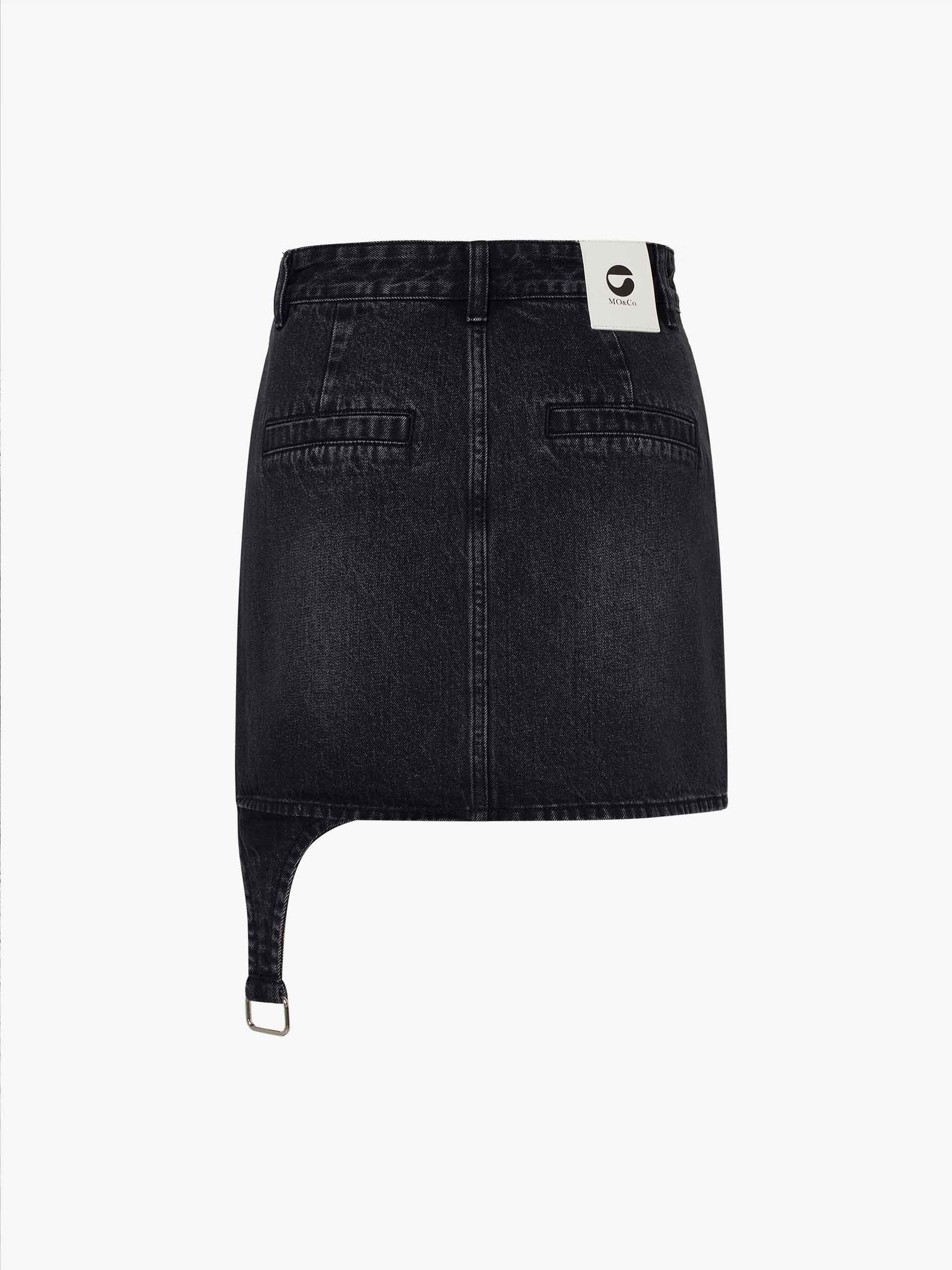 MO&Co. X Coperni Collection | Women's Asymmetric Denim Mini Skirt in Black