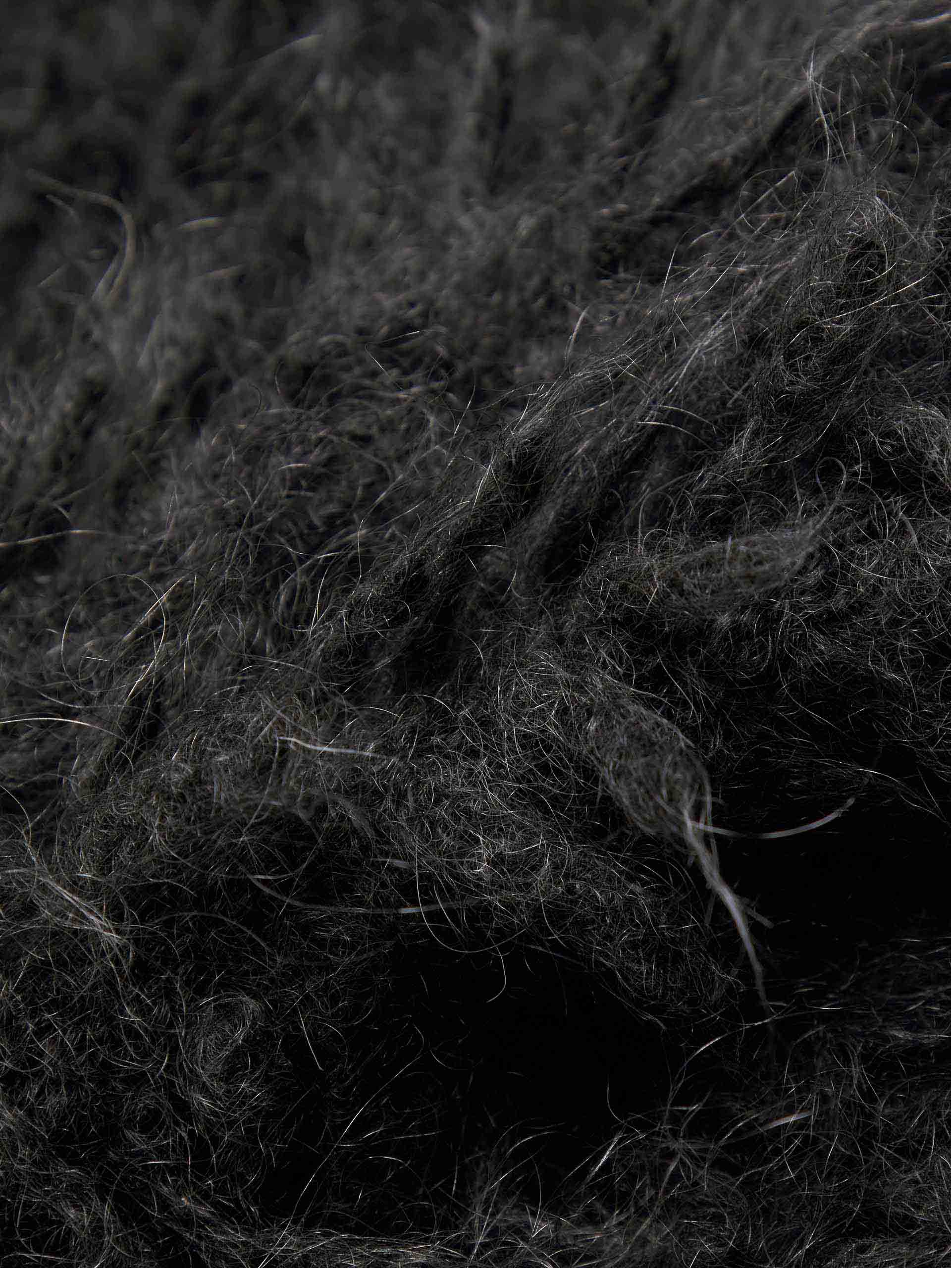 MO&Co. Women's Loose Fit Mohair Blend Fuzzy Long Sleeves Cardigan in Grey