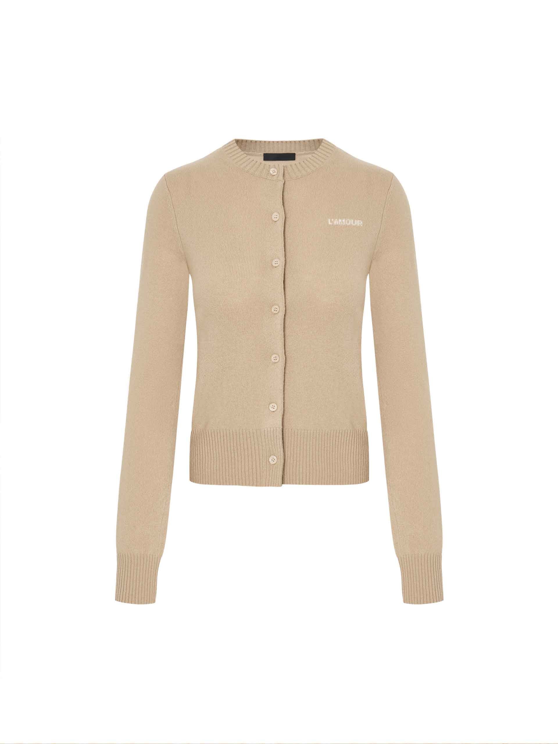 MO&Co. Women's Camel Lightweight Solid 100% Pure Cashmere Knit Cardigan