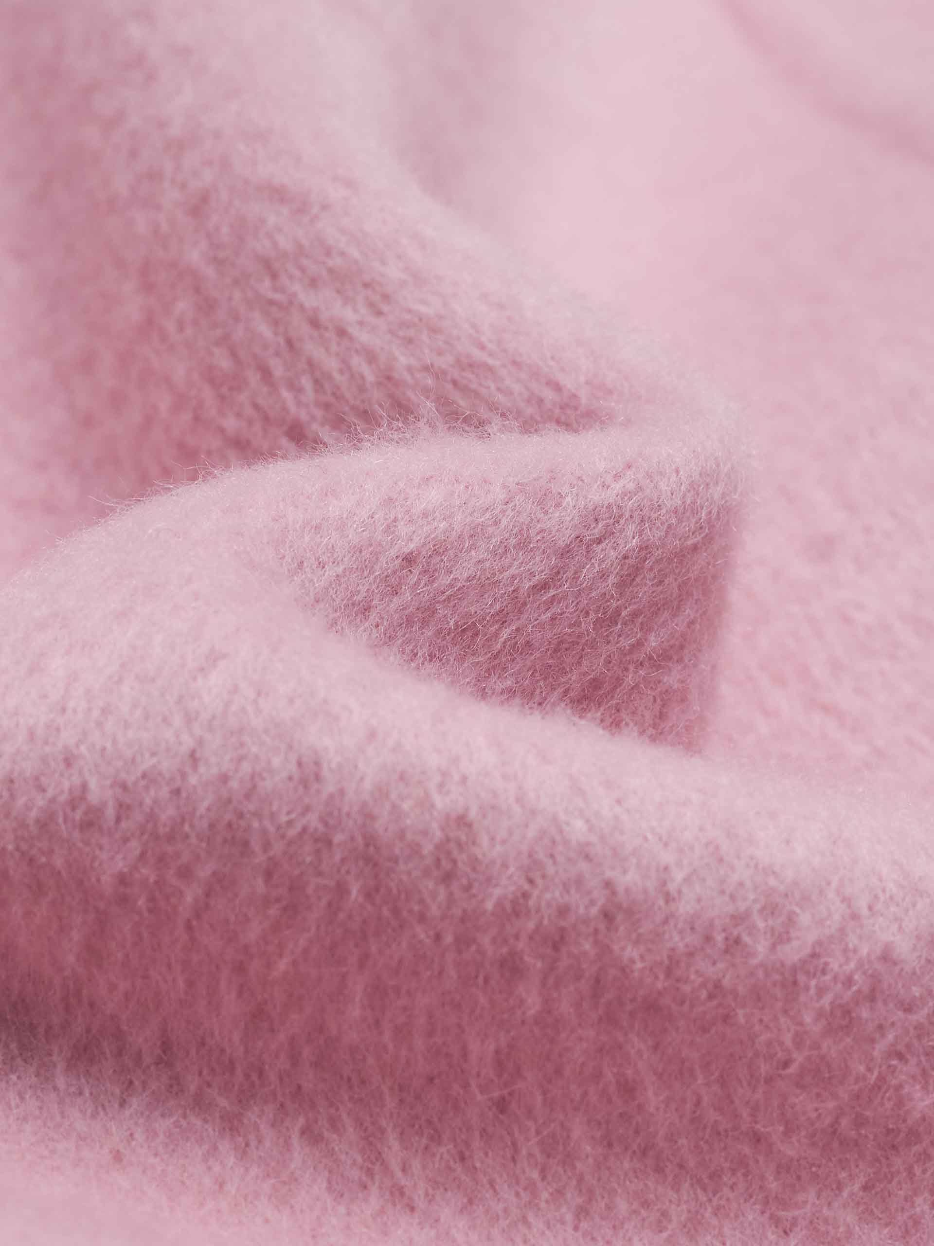 MO&Co. Women's Tailored Double Breasted Peak Lapel Wool Blend Midi Coat in Baby Pink