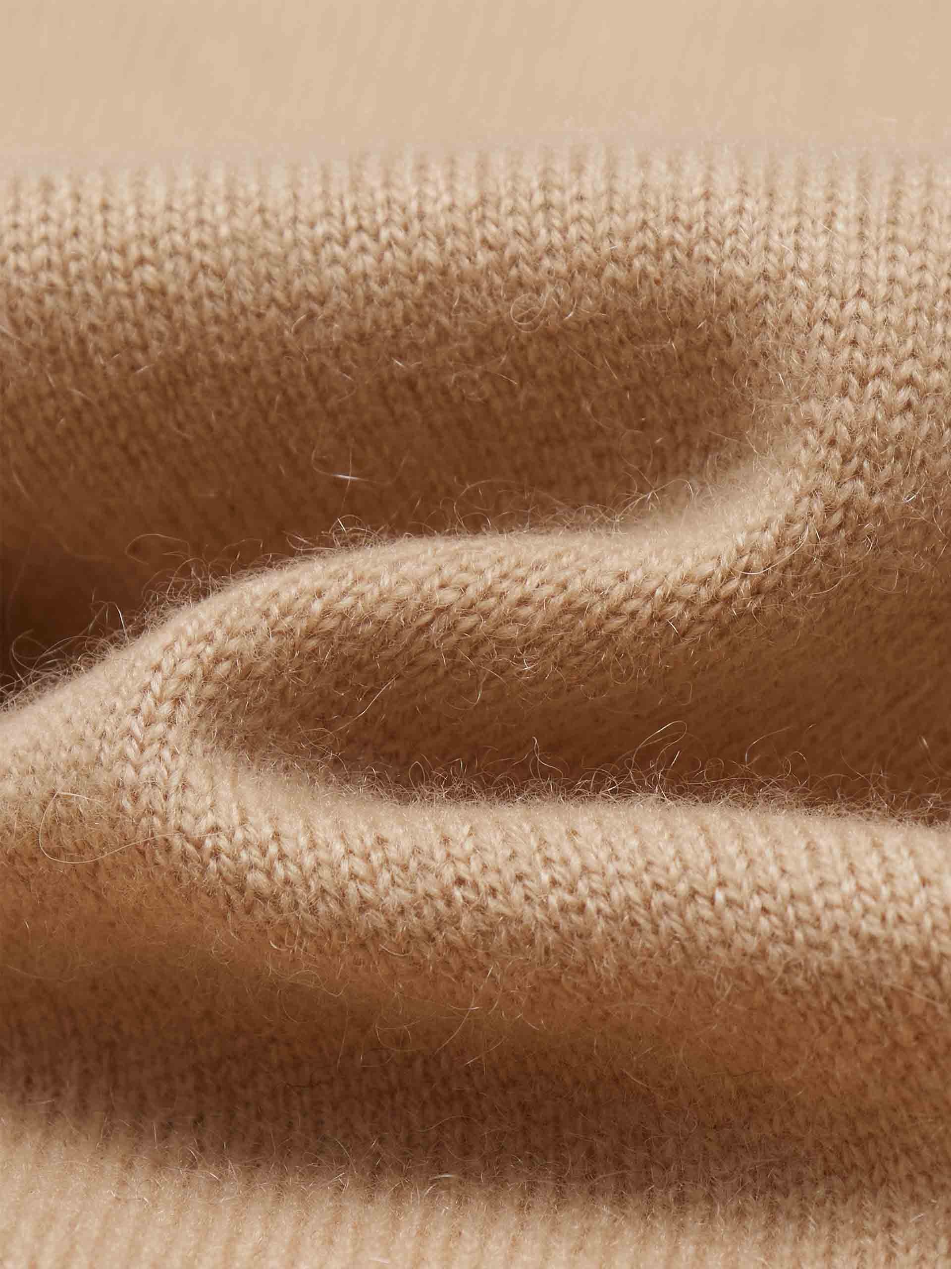 MO&Co. Women's Camel Lightweight Solid 100% Pure Cashmere Knit Cardigan