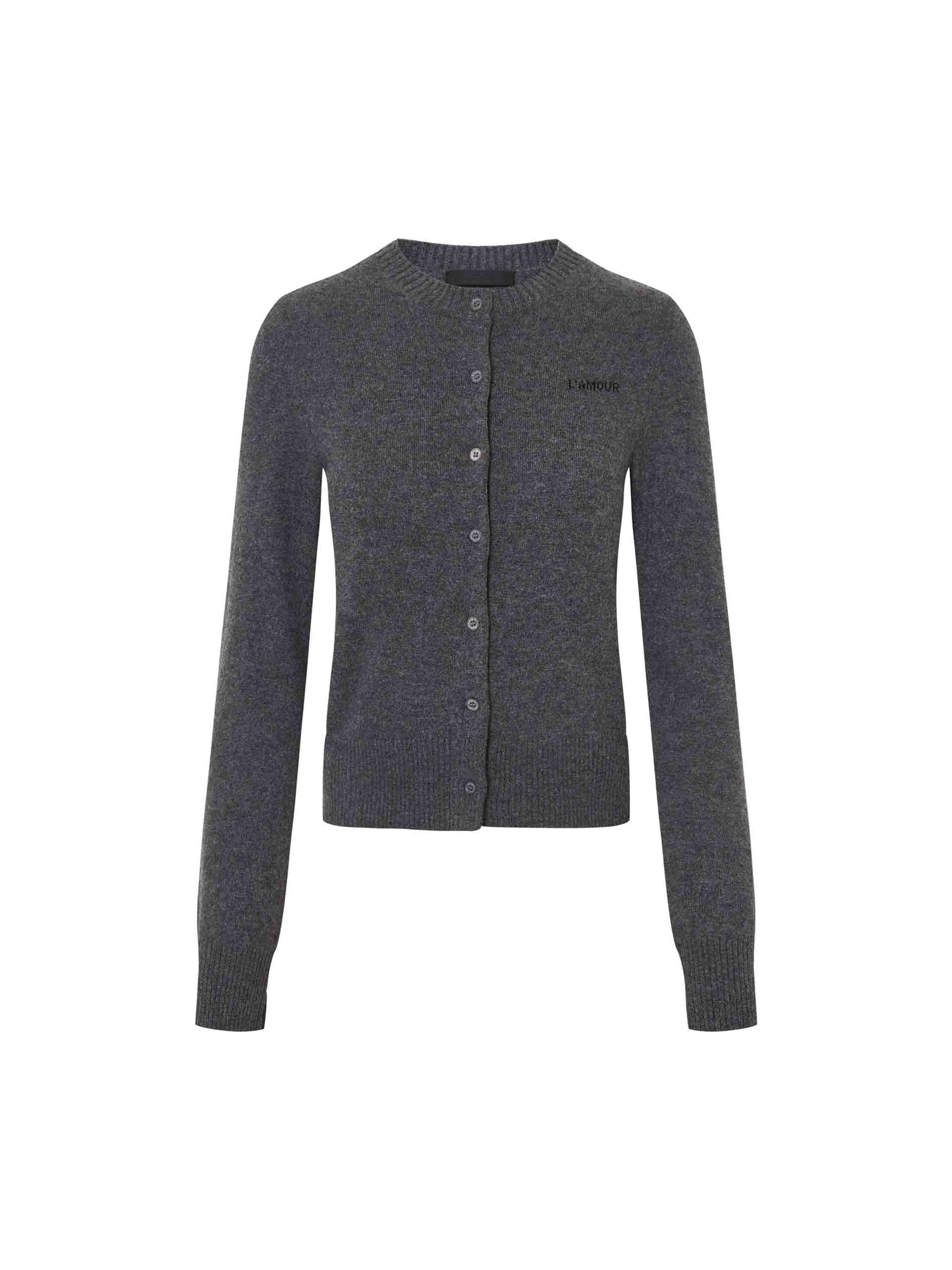 MO&Co. Women's Grey Lightweight Solid 100% Pure Cashmere Knit Cardigan