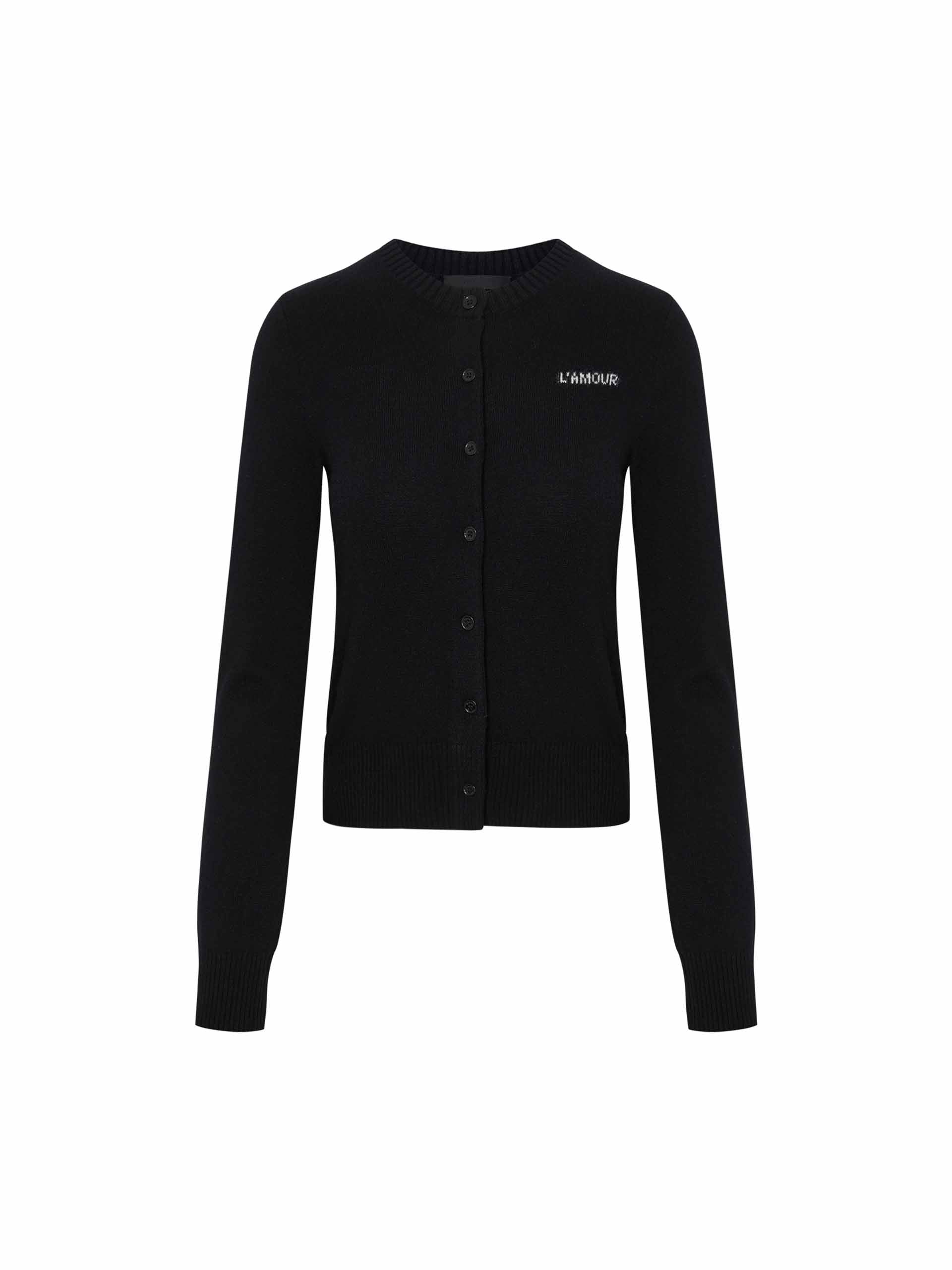 MO&Co. Women's Black Lightweight Solid 100% Pure Cashmere Knit Cardigan