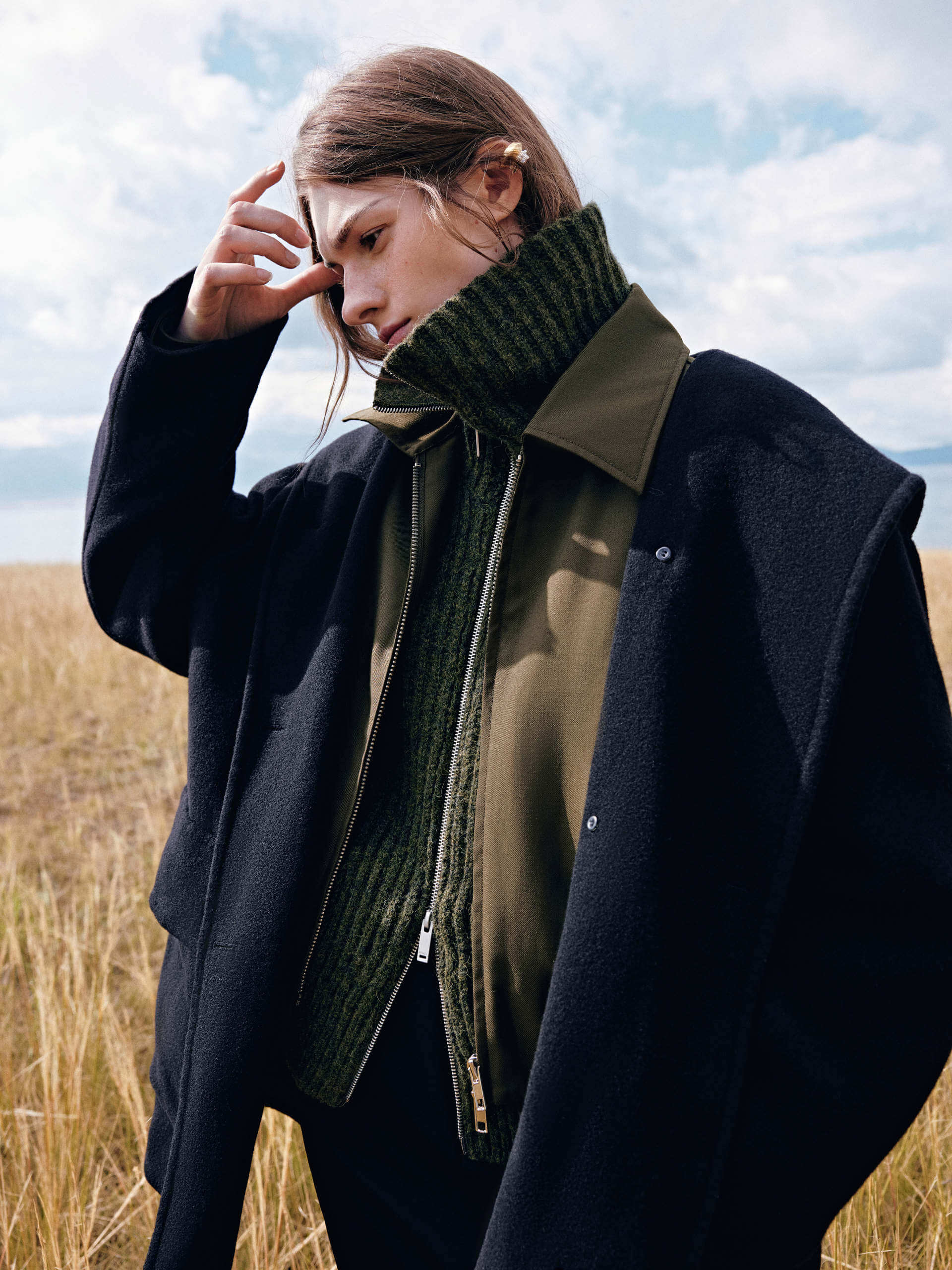 MO&Co. Women's Wool Blend Hooded Midi Coat in Black