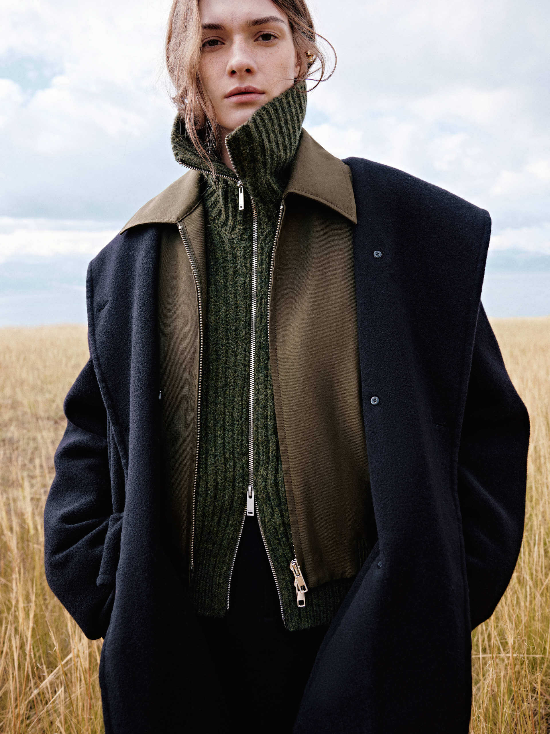 MO&Co. Women's Wool Blend Hooded Midi Coat in Black