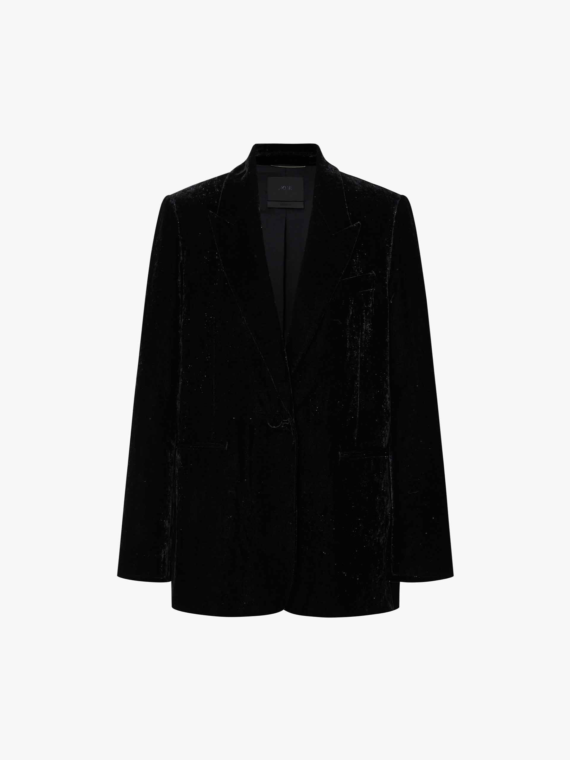 MO&Co. Women's Single Breasted Velvet Formal Blazer in Black