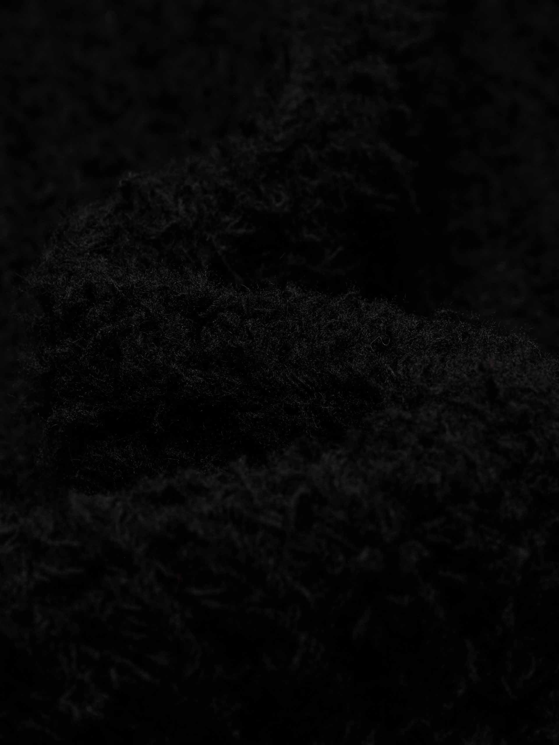 MO&Co. Noir Collection Women's Notch Lapel Wool Blend Soft Fluffy Long Cardigan in Black