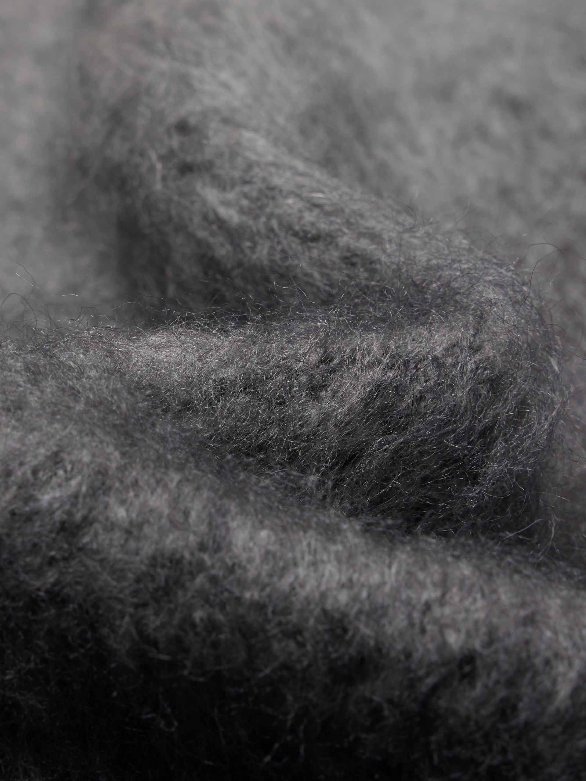 MO&Co. Women's Mohair Blend Brushed Detail Oversized Knit Cardigan in Black and Grey