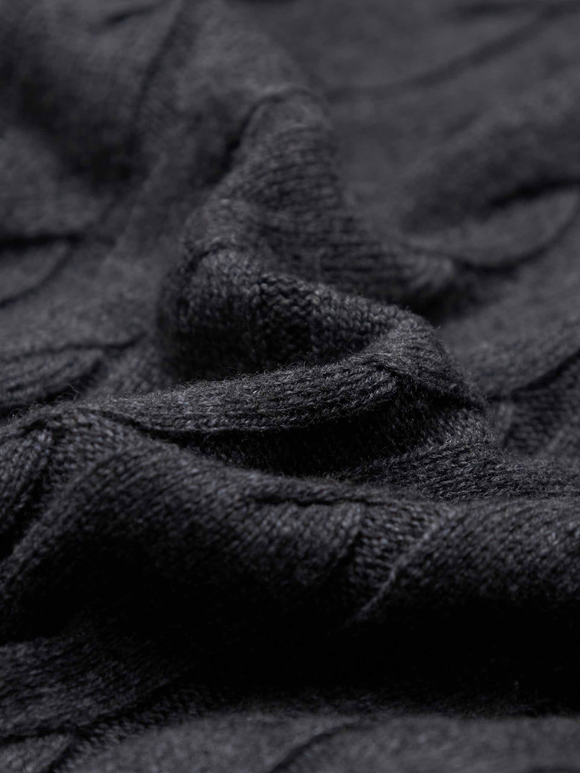 MO&Co. Women's Wool and Cashmere Cable Knitted Cardigan and Tank Top Set in Dark Grey