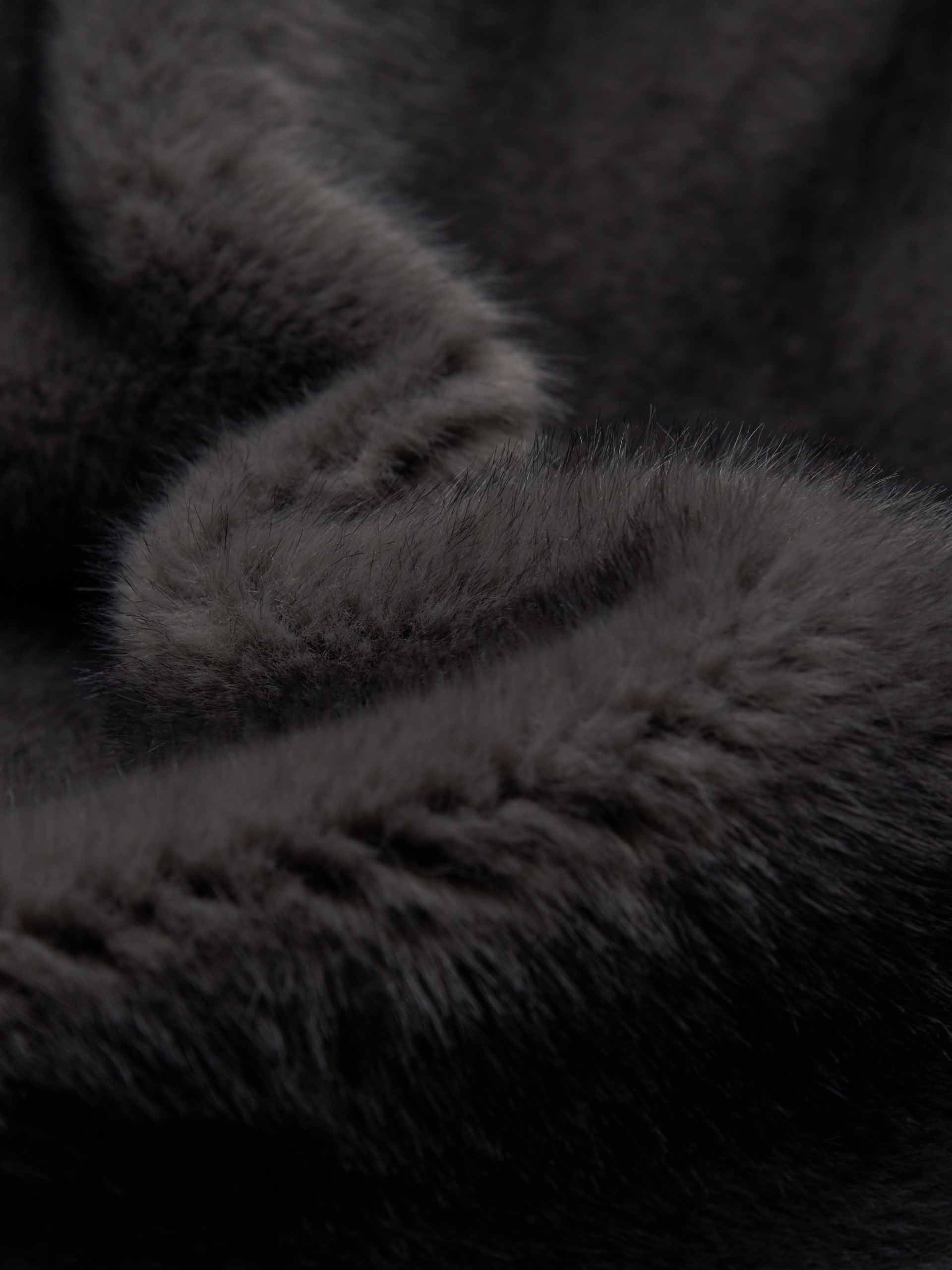 MO&Co. Women's Soft Fuzzy Faux Fur Zipper Hood Coat in Grey