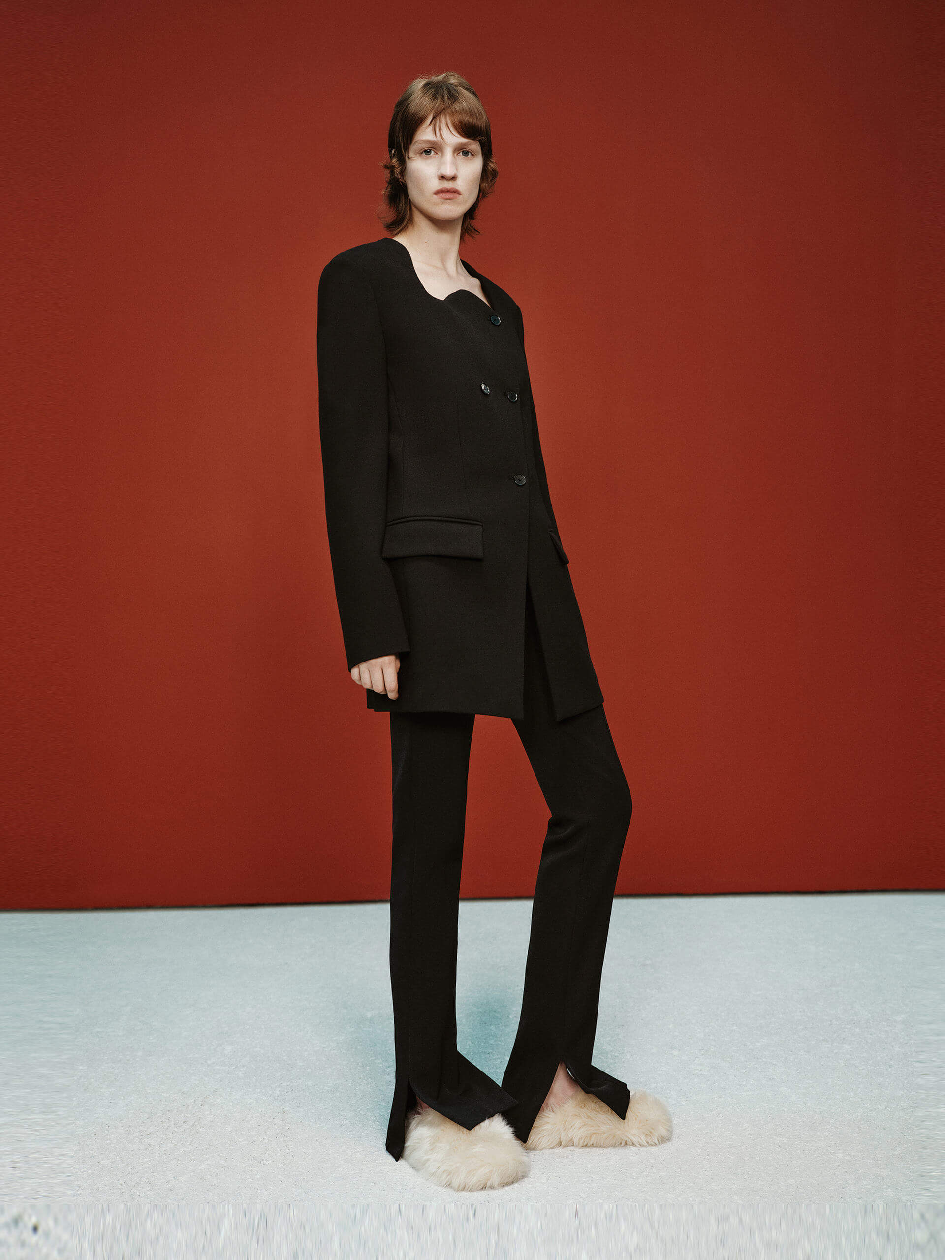 MO&Co. X RECTO Collection Women's Wave Collar Pure Wool Coat Blazer