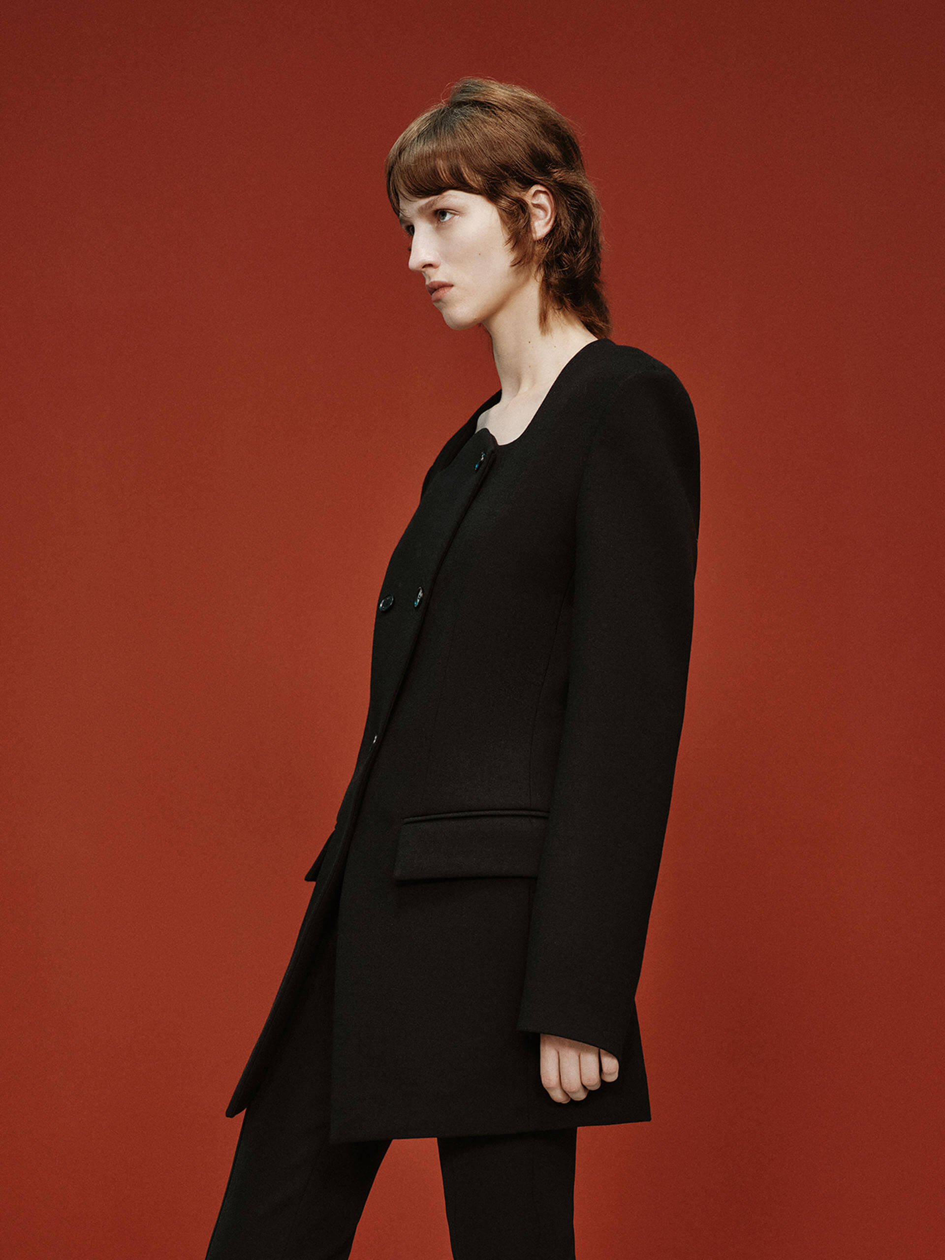 MO&Co. X RECTO Collection Women's Wave Collar Pure Wool Coat Blazer