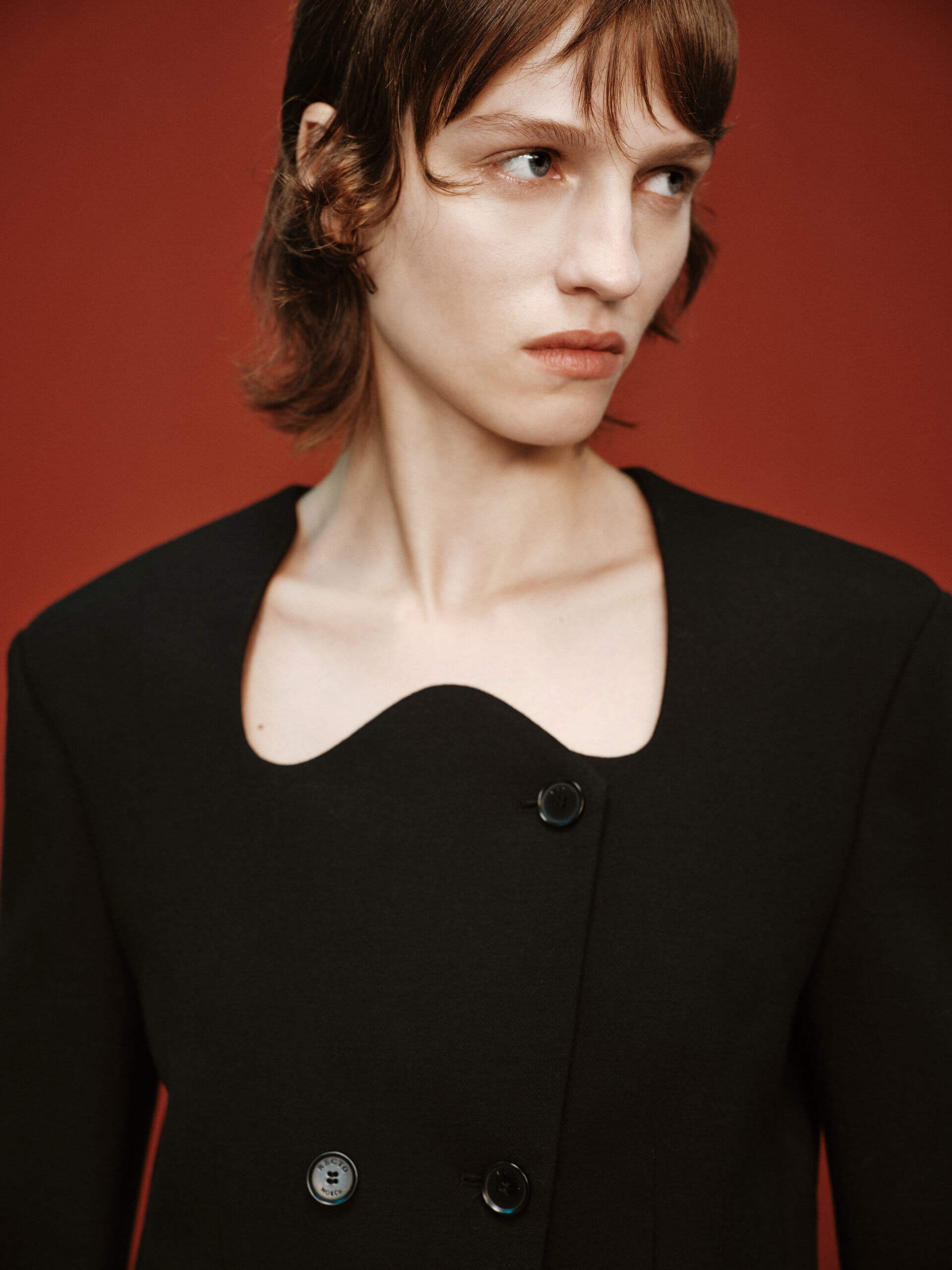 MO&Co. X RECTO Collection Women's Wave Collar Pure Wool Coat Blazer