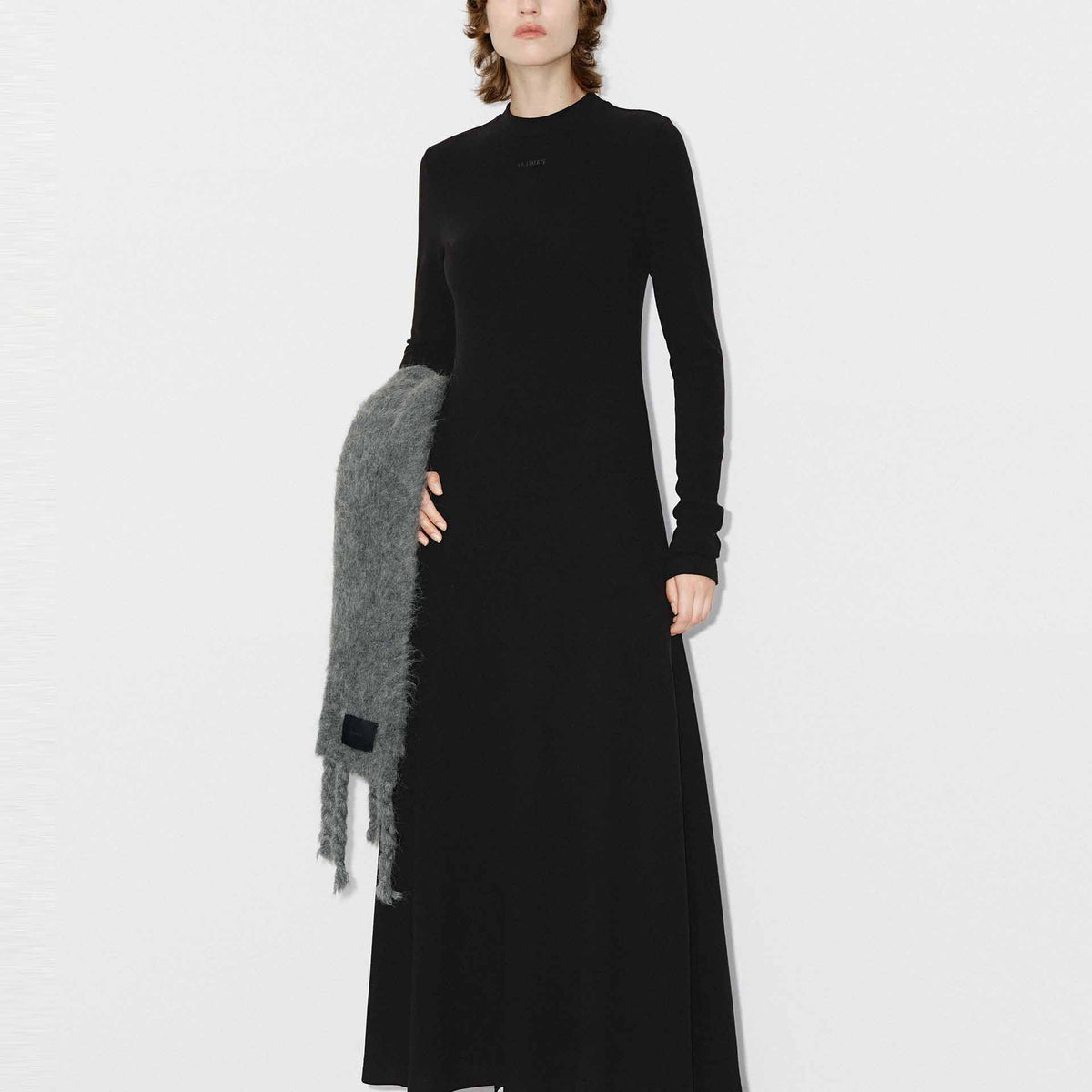 MO&Co. Women's Comfy Long Sleeves Casual A-line Black Maxi Dress