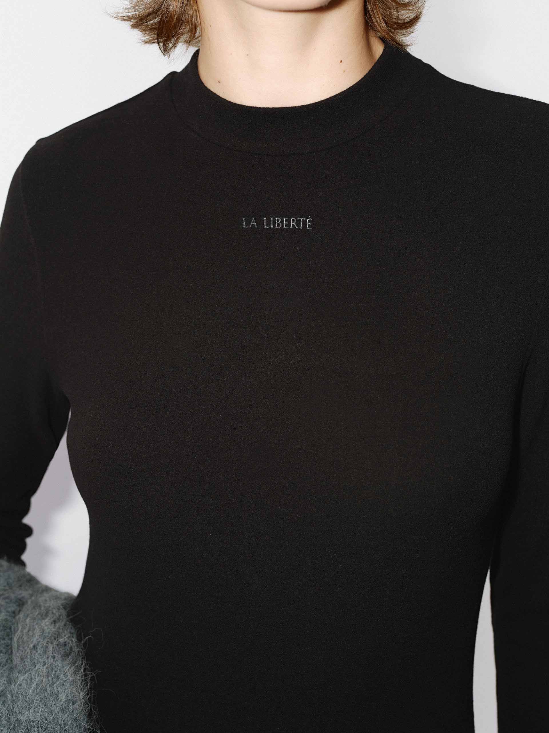 MO&Co. Women's Comfy Long Sleeves Casual A-line Black Maxi Dress