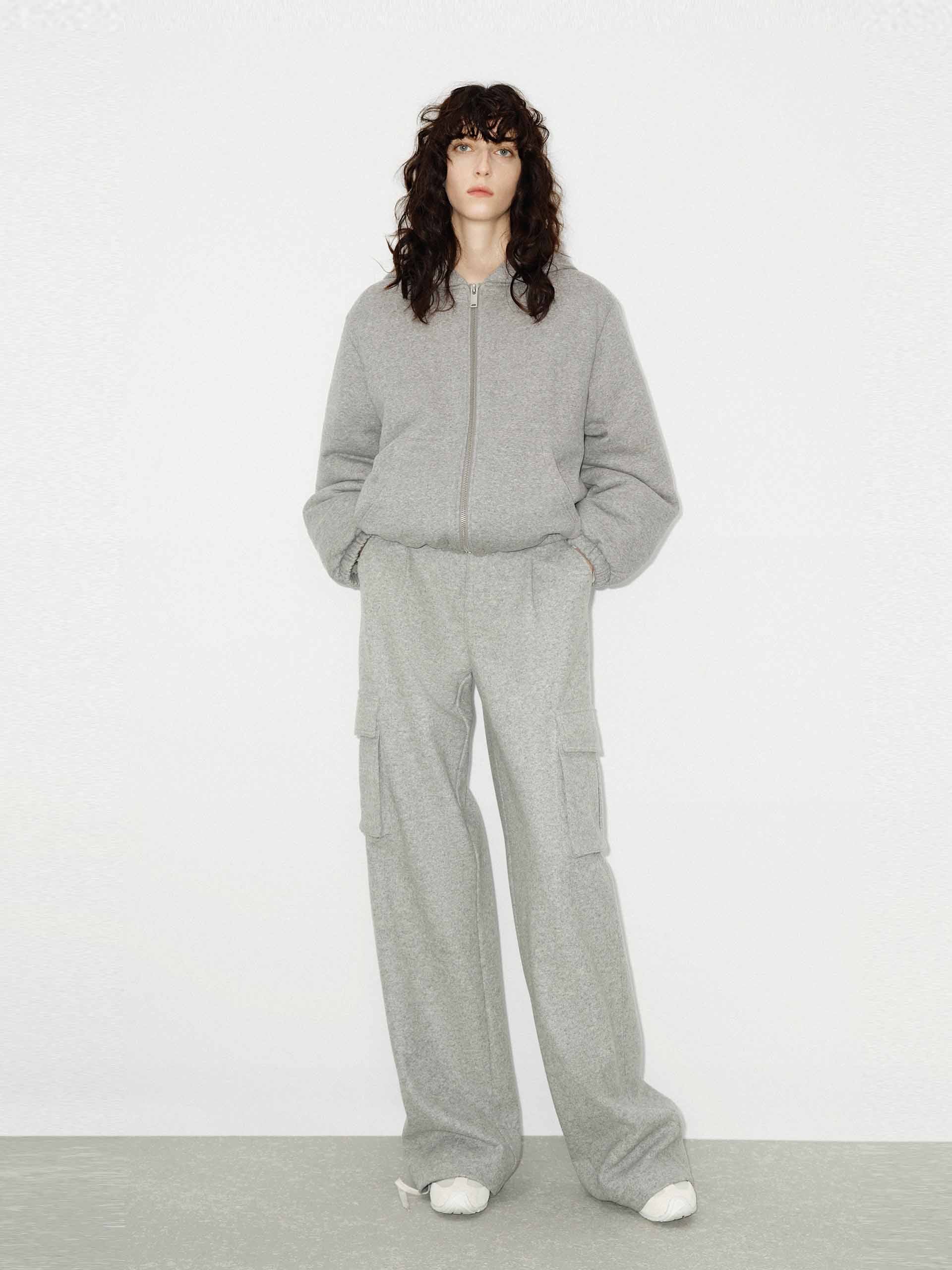 MO&Co. Women's Soft Cotton Shell Hooded Quilted Duck Down Jacket in Grey