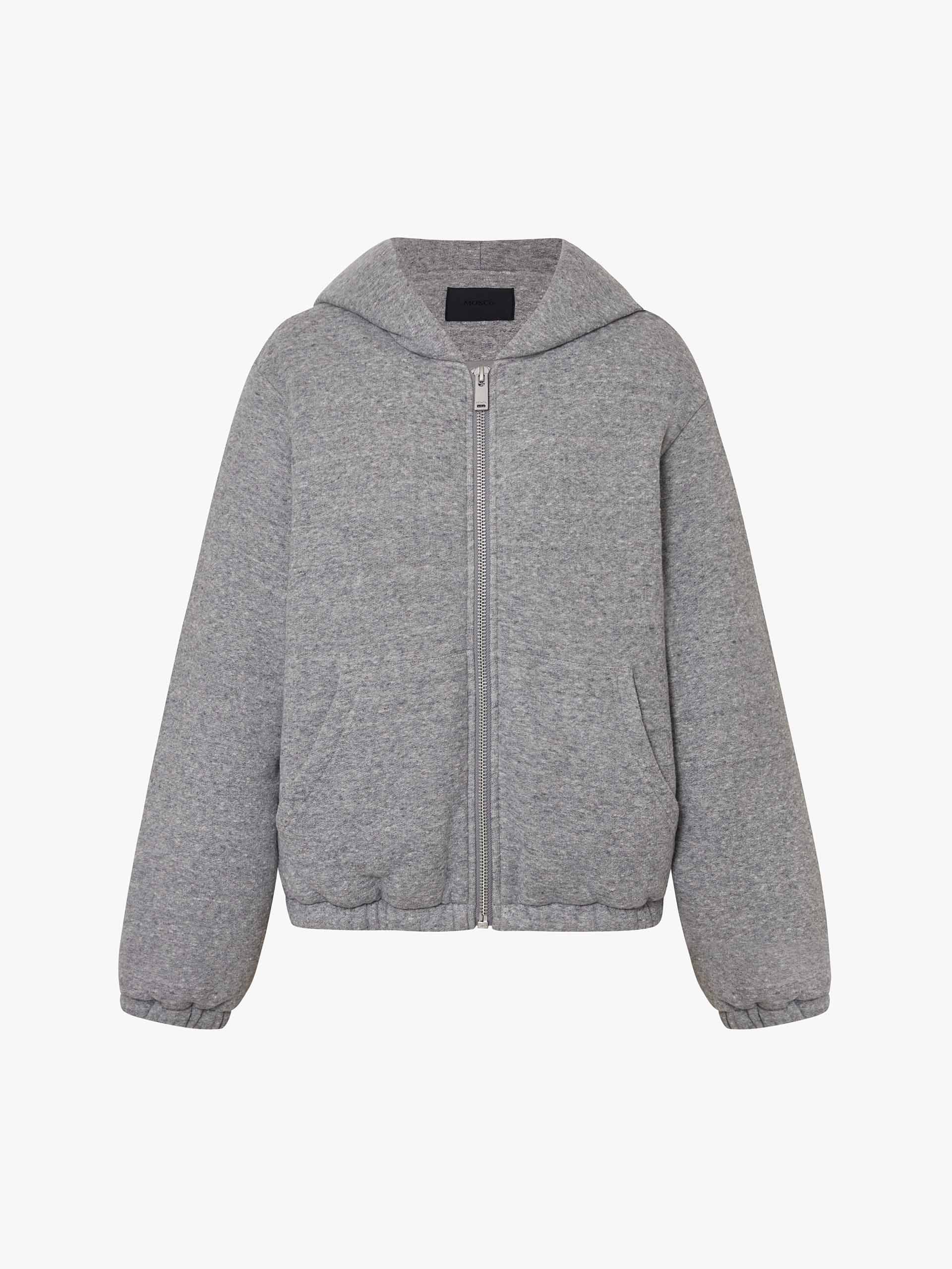 MO&Co. Women's Soft Cotton Shell Hooded Quilted Duck Down Jacket in Grey