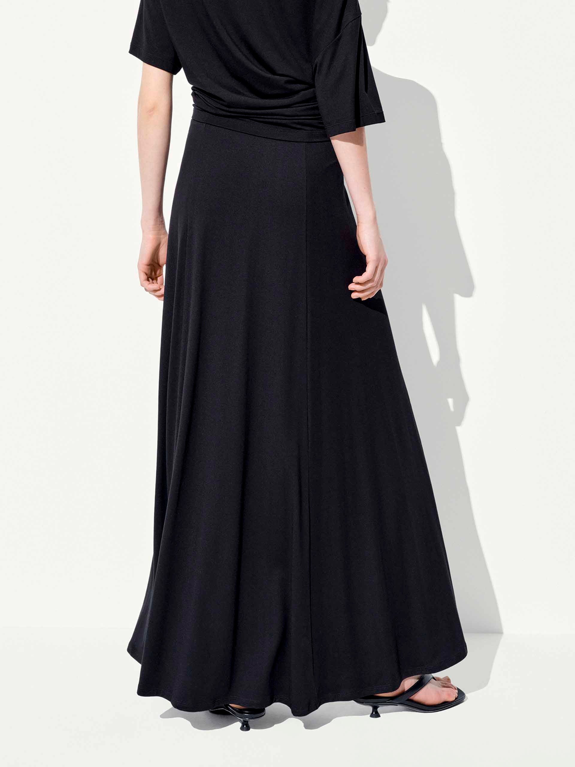 MO&Co. Women's A-line Side Slit Maxi Skirt in Black