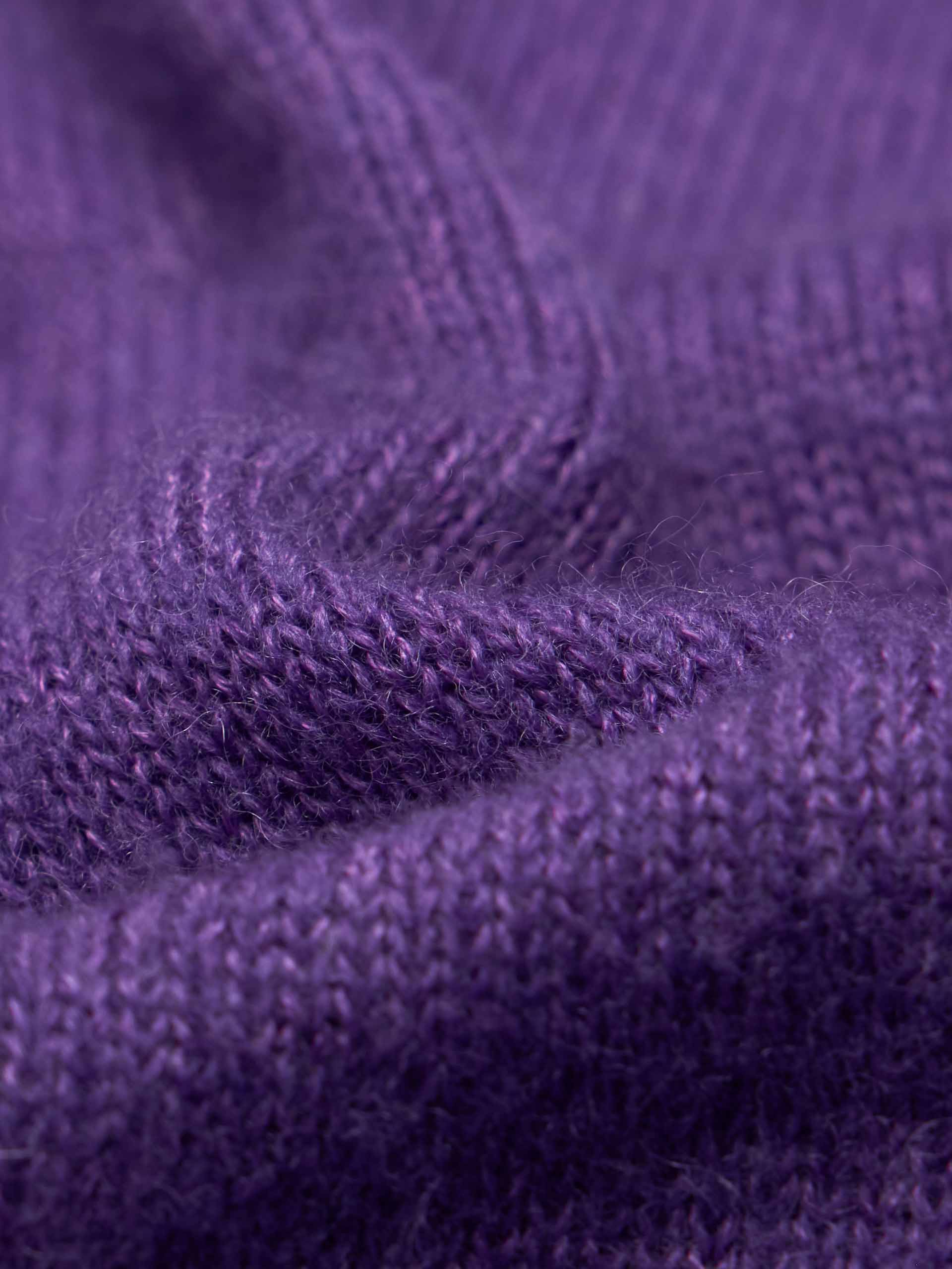 MO&Co. Women's Crew Neck Wool Cashmere Blend Knitted Cardigan in Purple