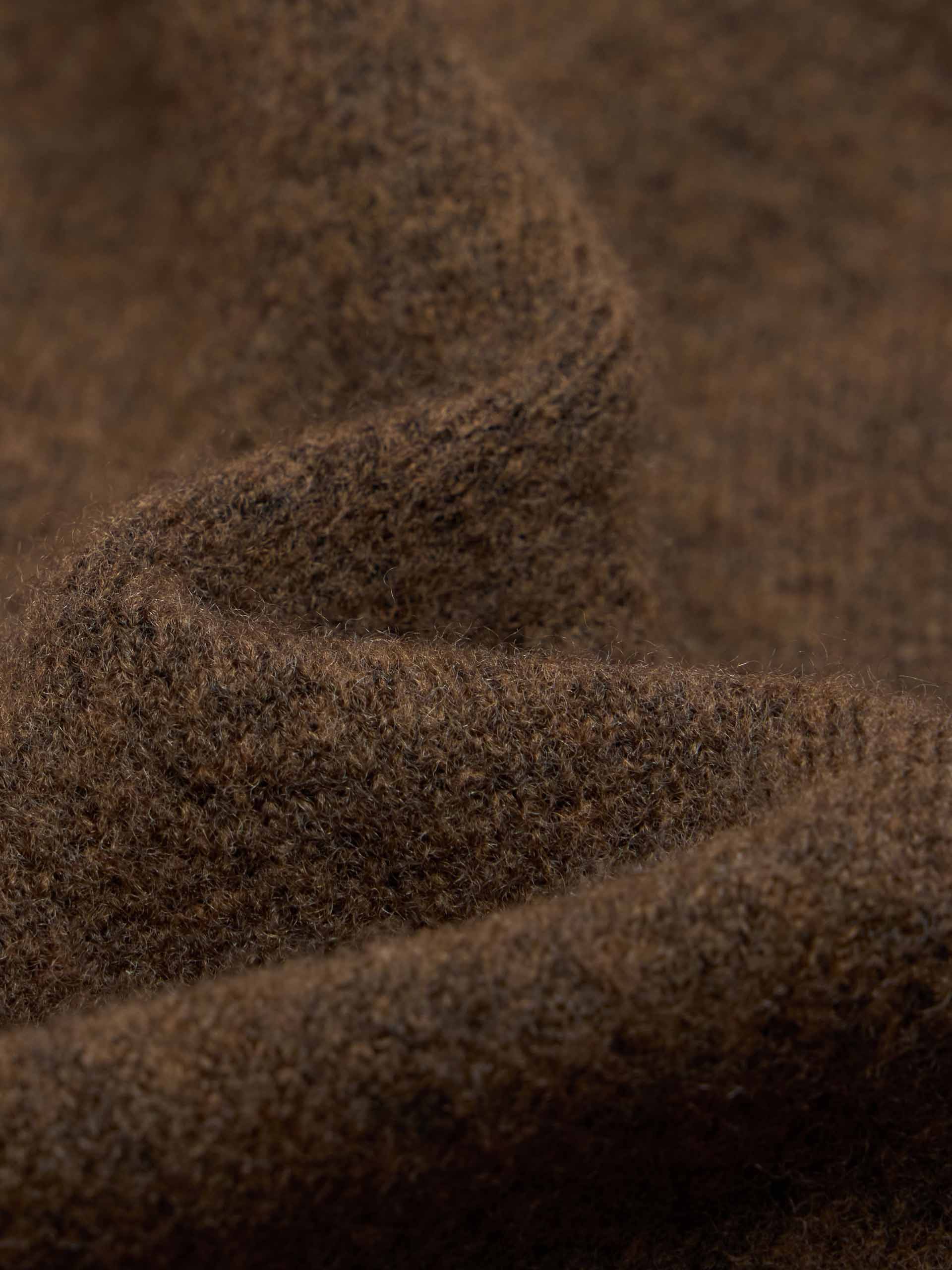 MO&Co. Women's Wool Blend Crew Neck Zip Up Cardigan in Brown