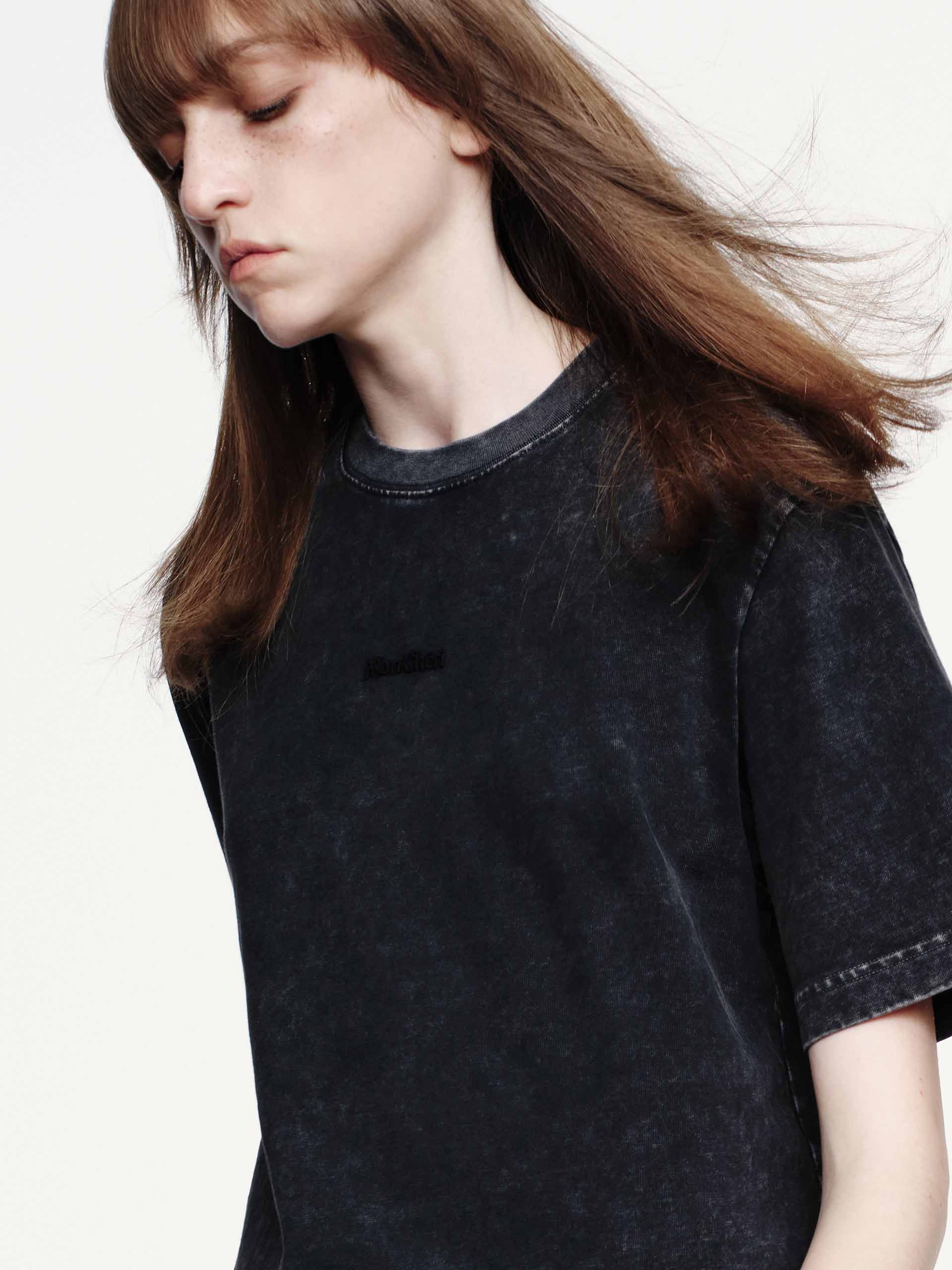 MO&Co. Women's Black Lace Tulle-paneled T-shirt Dress in Cotton