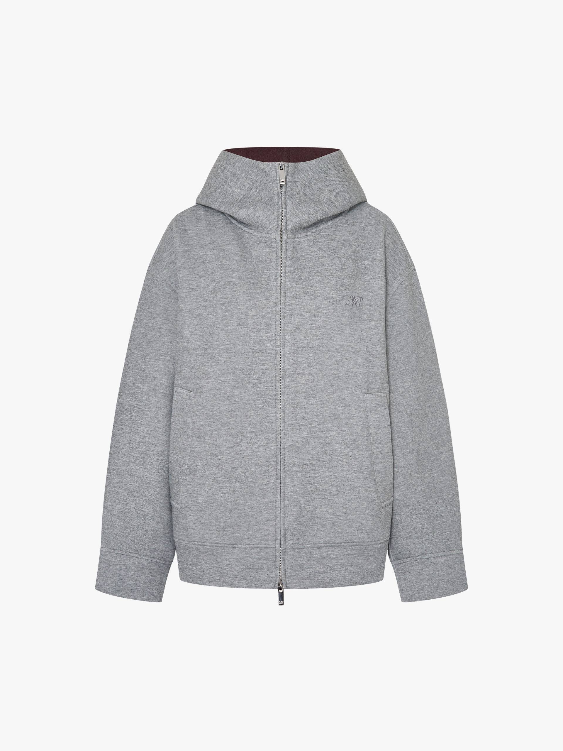 MO&Co. Women's Zip Up Hooded Sweatshirt in Grey