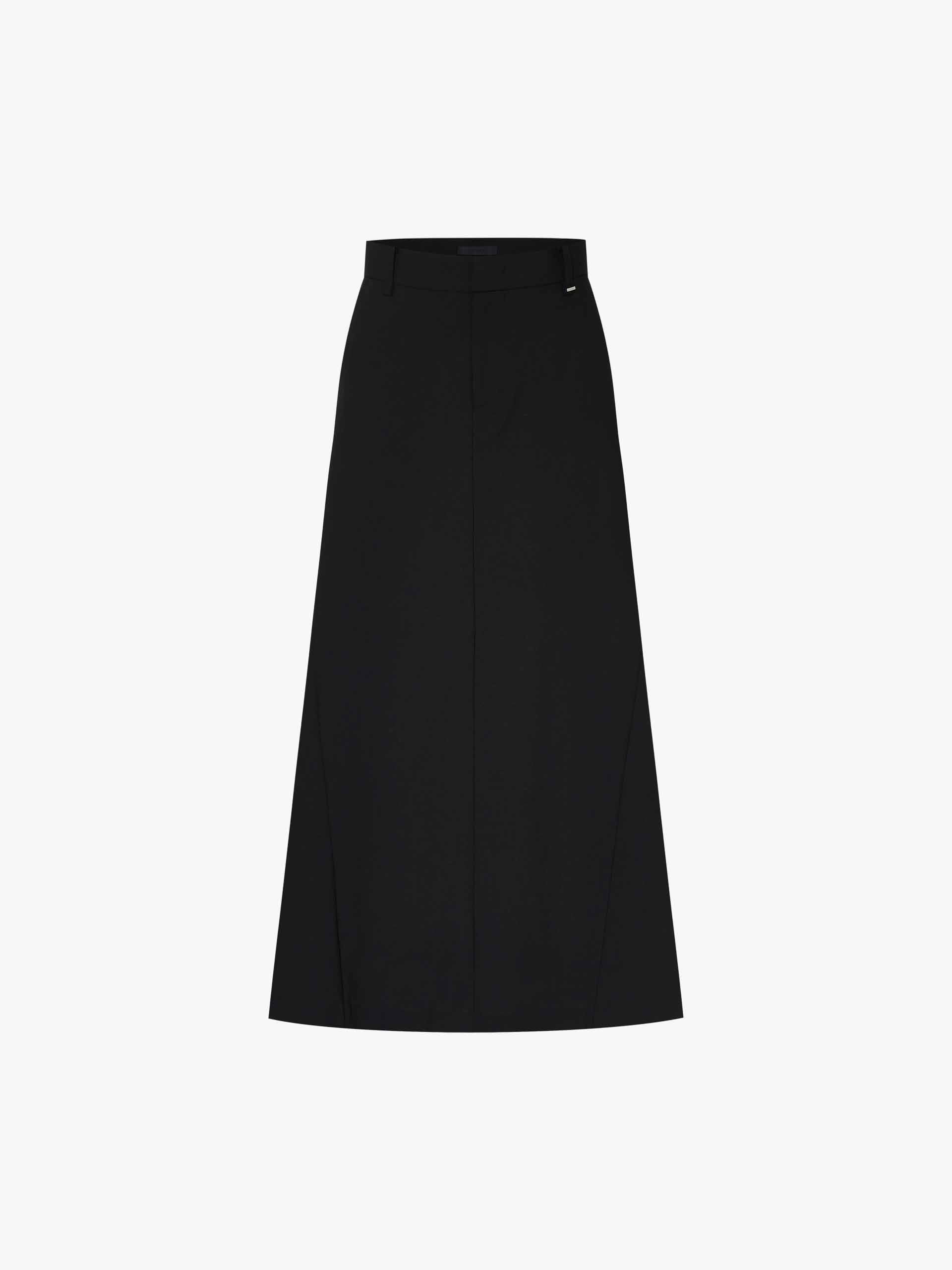MO&Co. Women's Wool Blend A-line Pleated Long Skirt with Pockets in Black