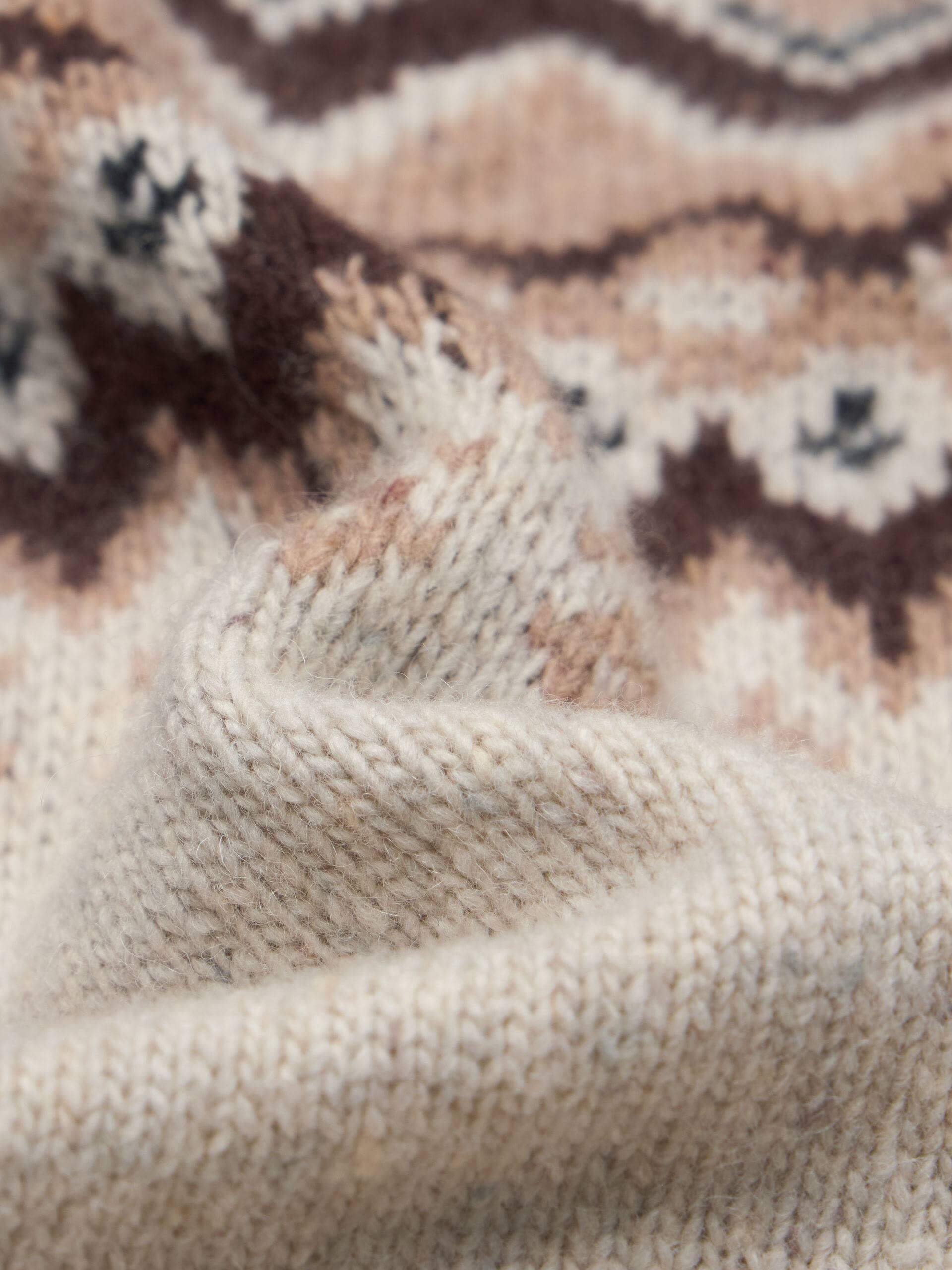 MO&Co. Women's Wool Blend Fair Isle Cardigan in Camel
