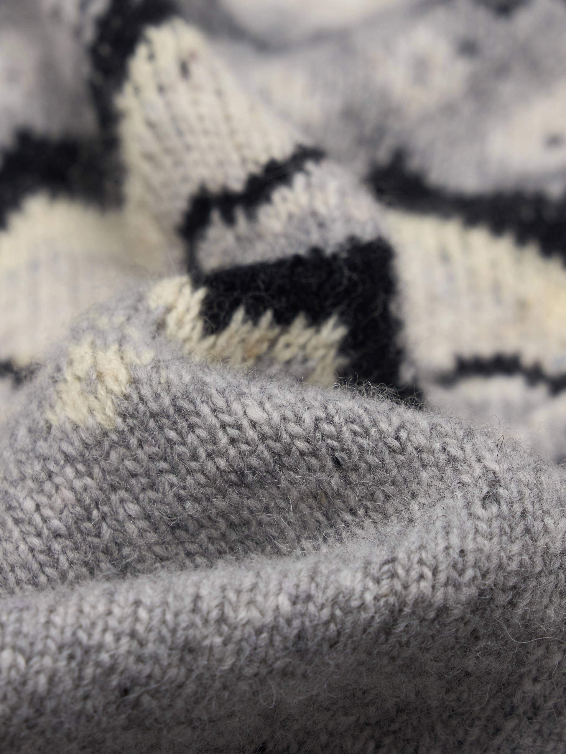 MO&Co. Women's Wool Blend Fair Isle Cardigan in Light Grey