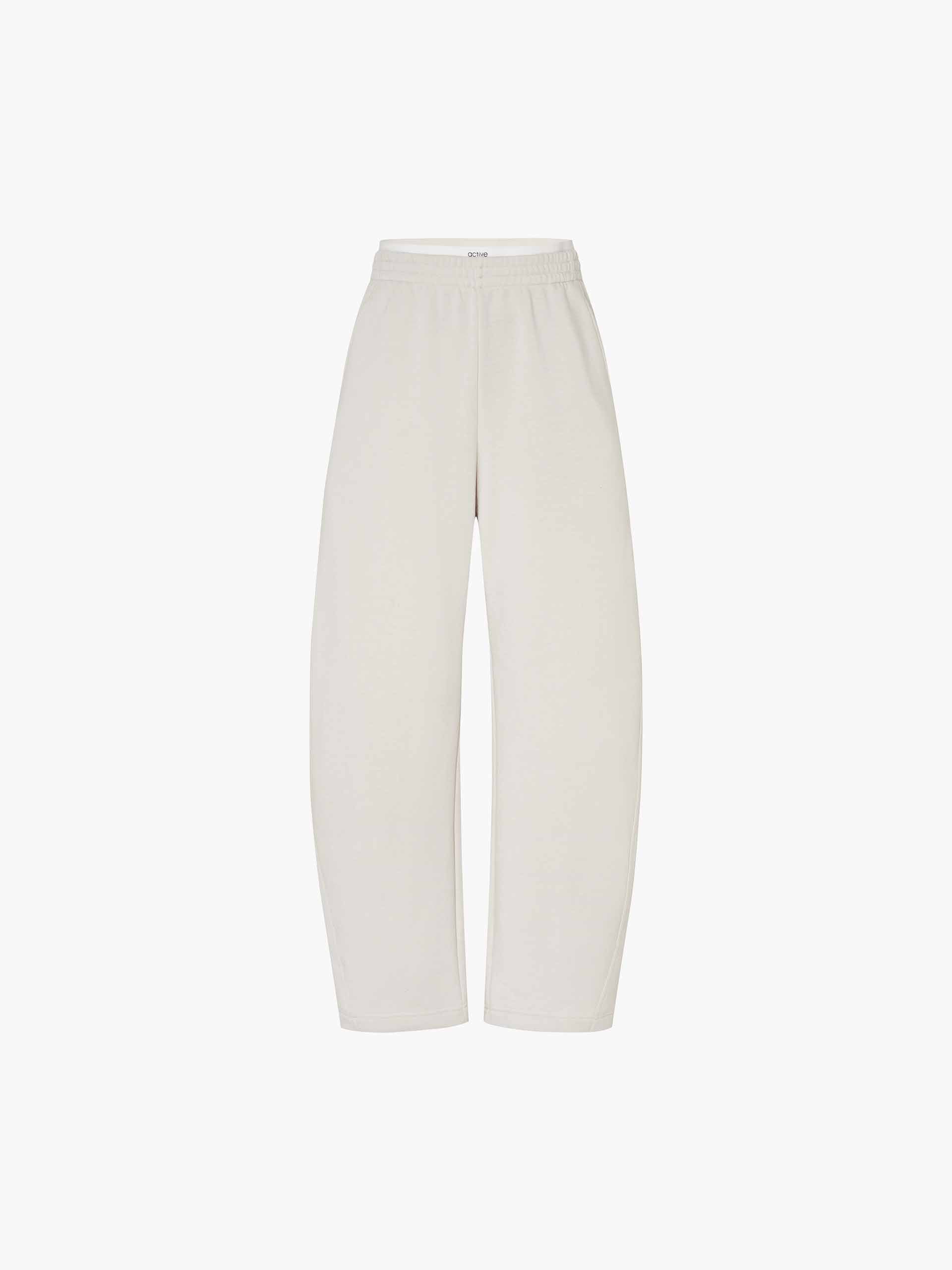 MO&Co. Women's Layered Waistband Causal Barrel Pants in Beige