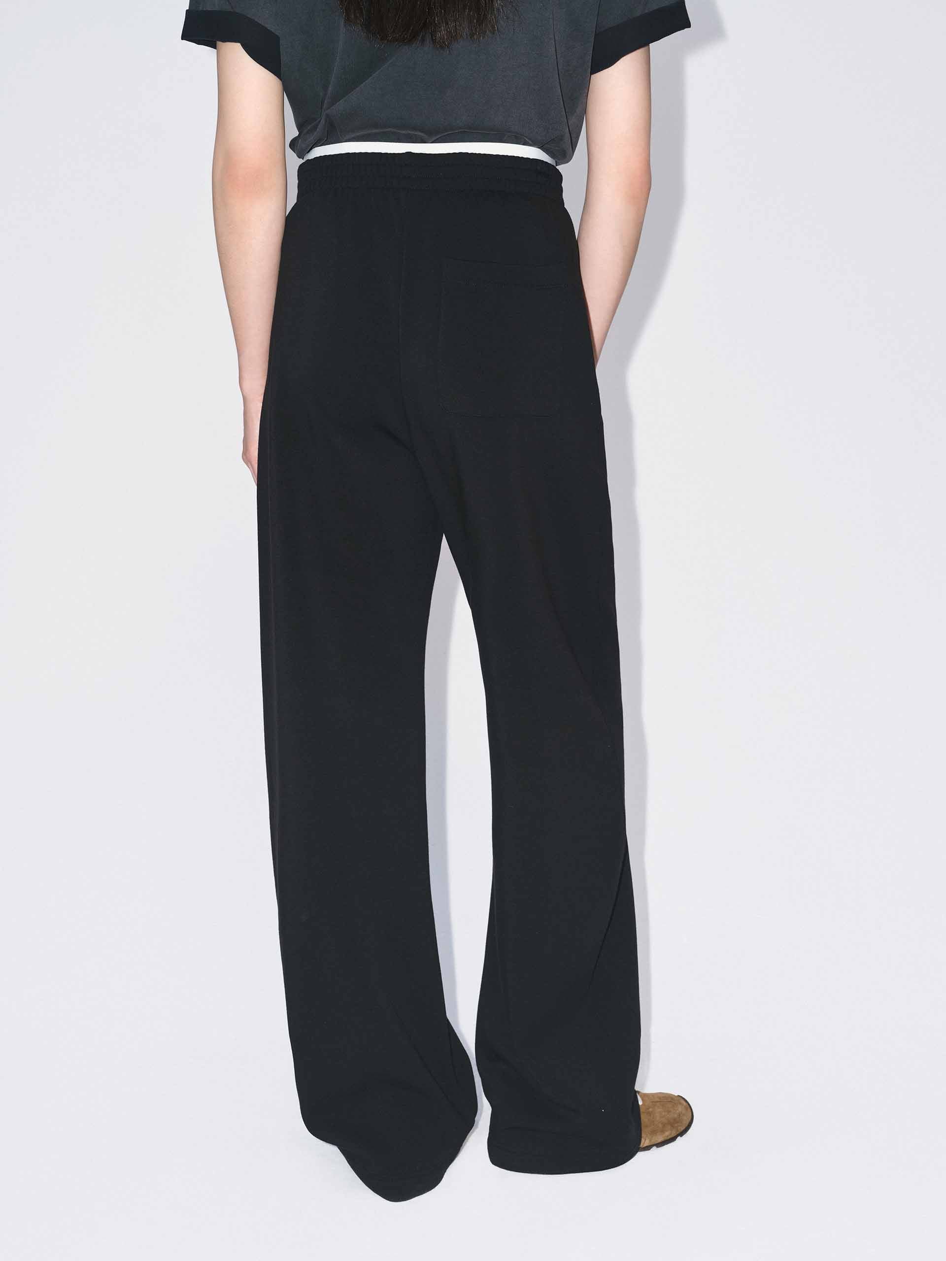 MO&Co. Women's Layered Waistband Barrel Sweatshirt Pants in Black