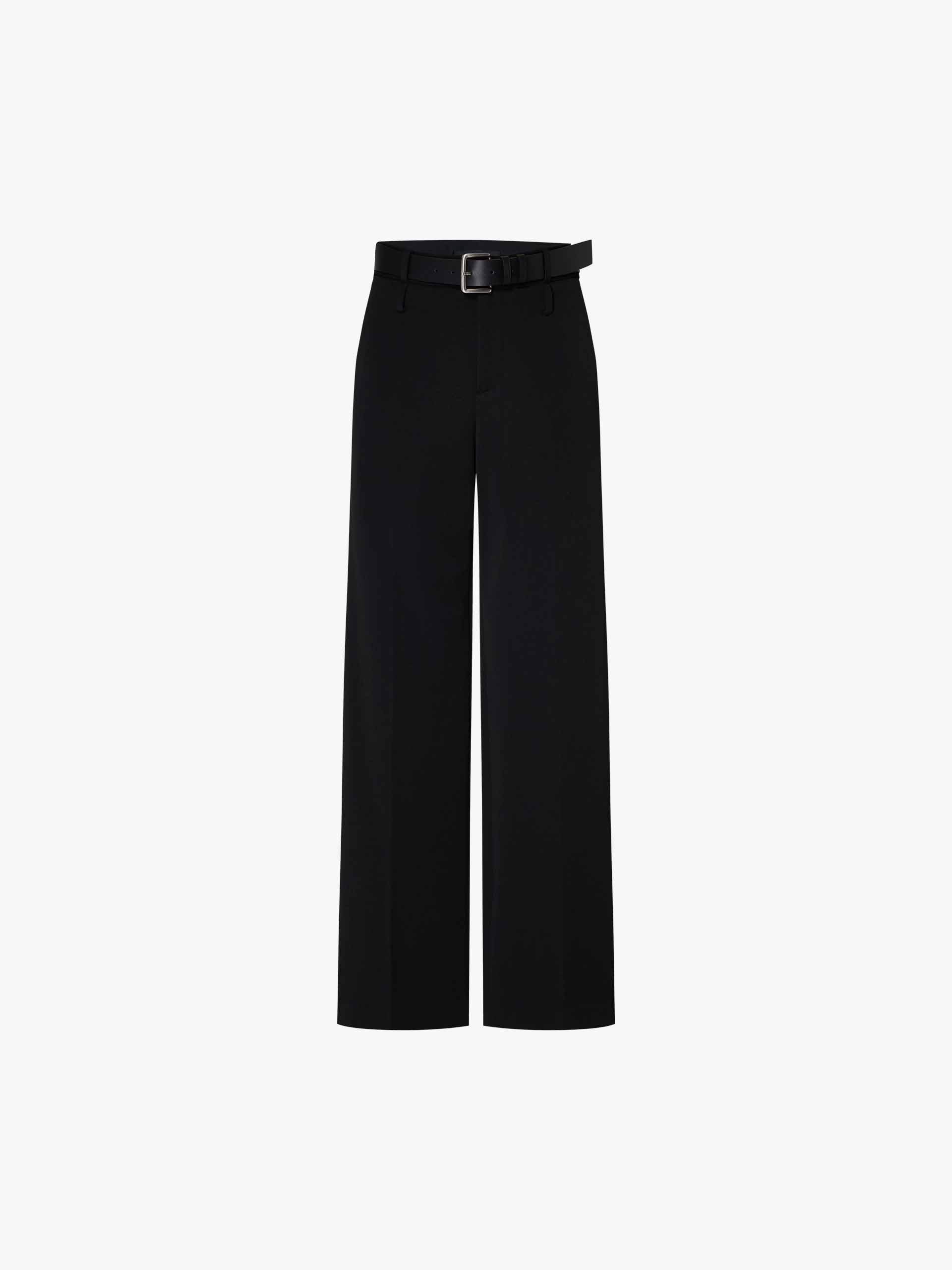 MO&Co. Women's Belted Straight Leg Full Length Pants in Black