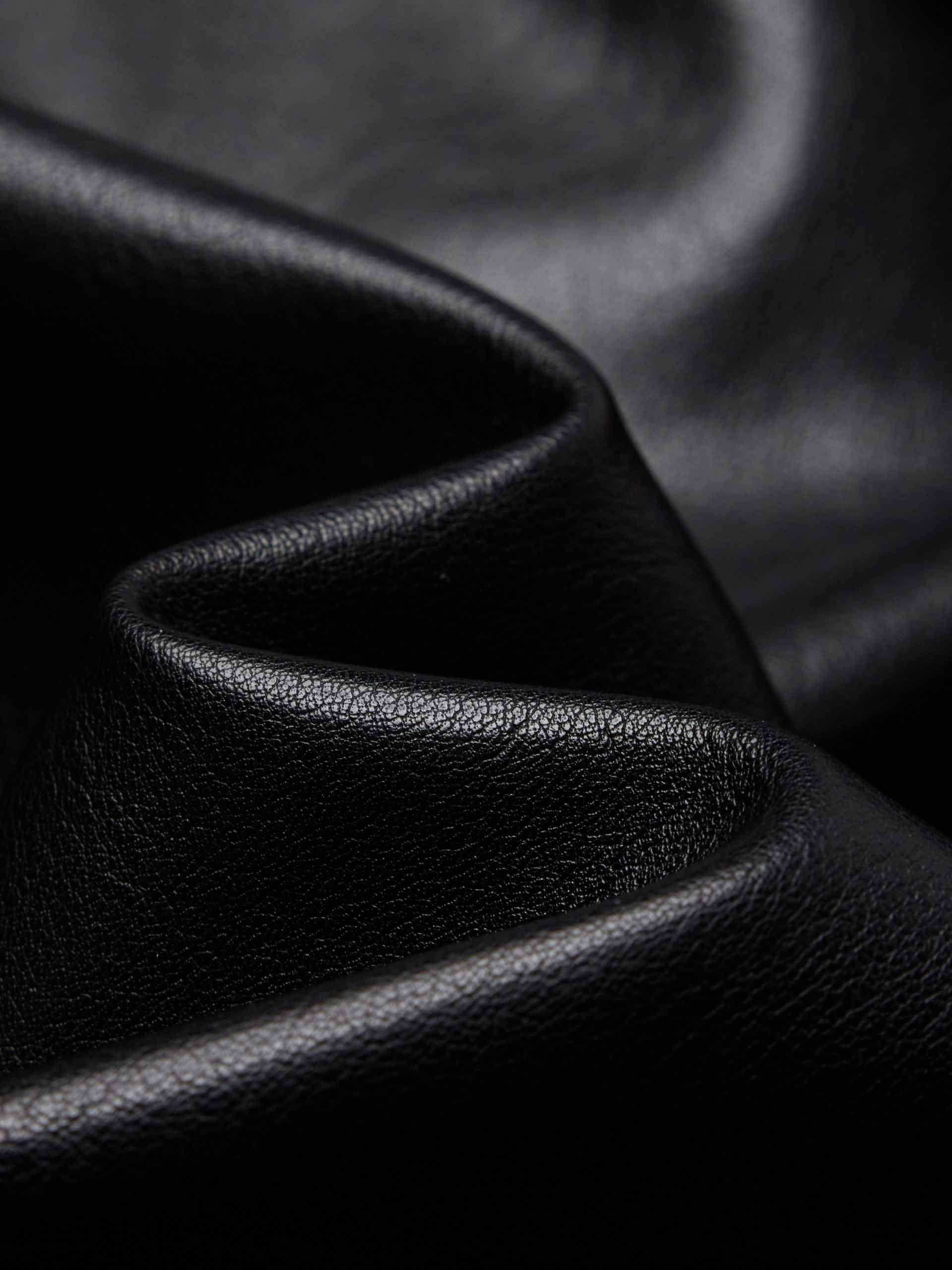 MO&Co. Contrast Hood PU Leather Zip Coat