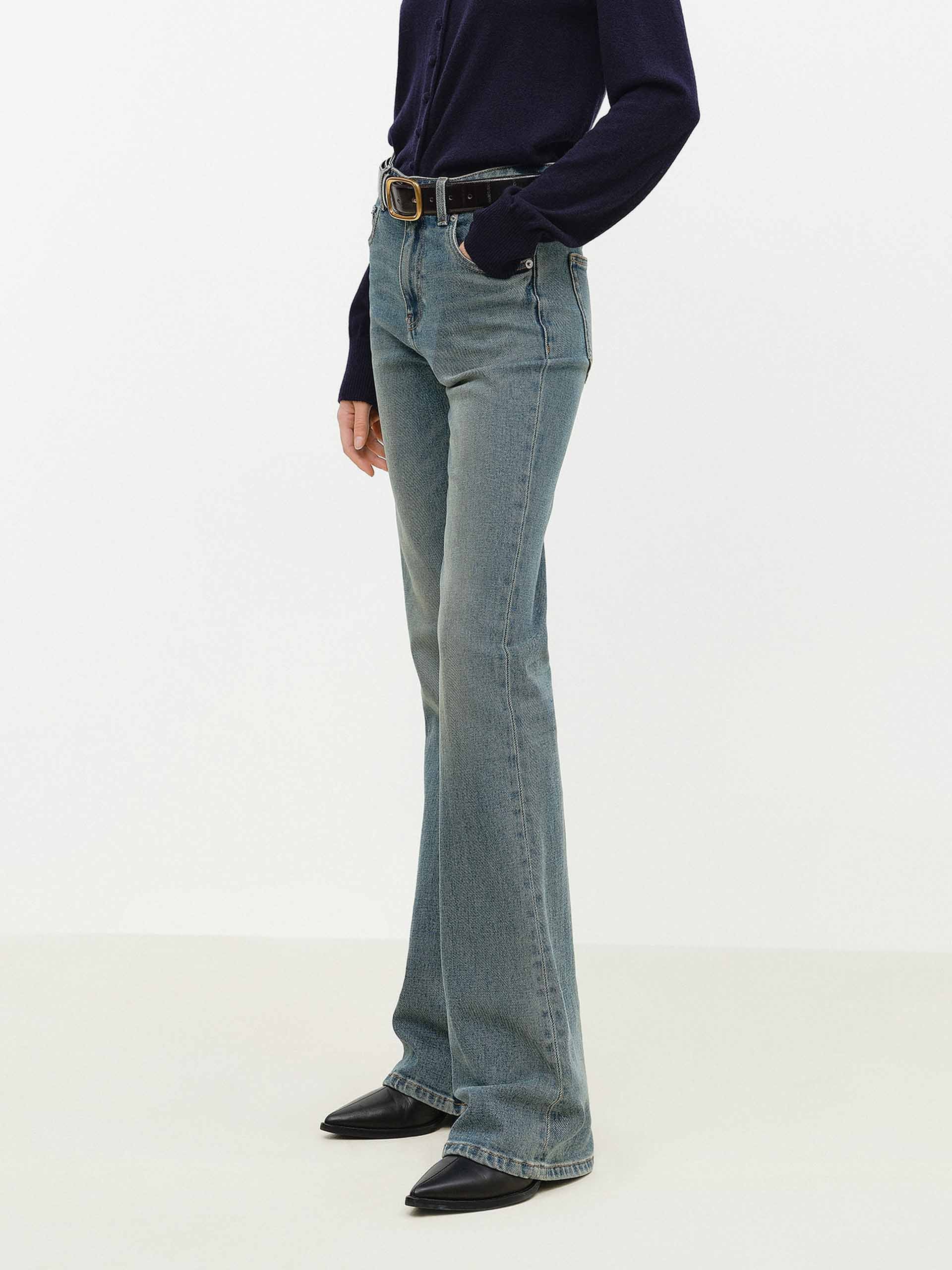 MO&Co. Women's Slightly Flared Cotton Blend Jeans