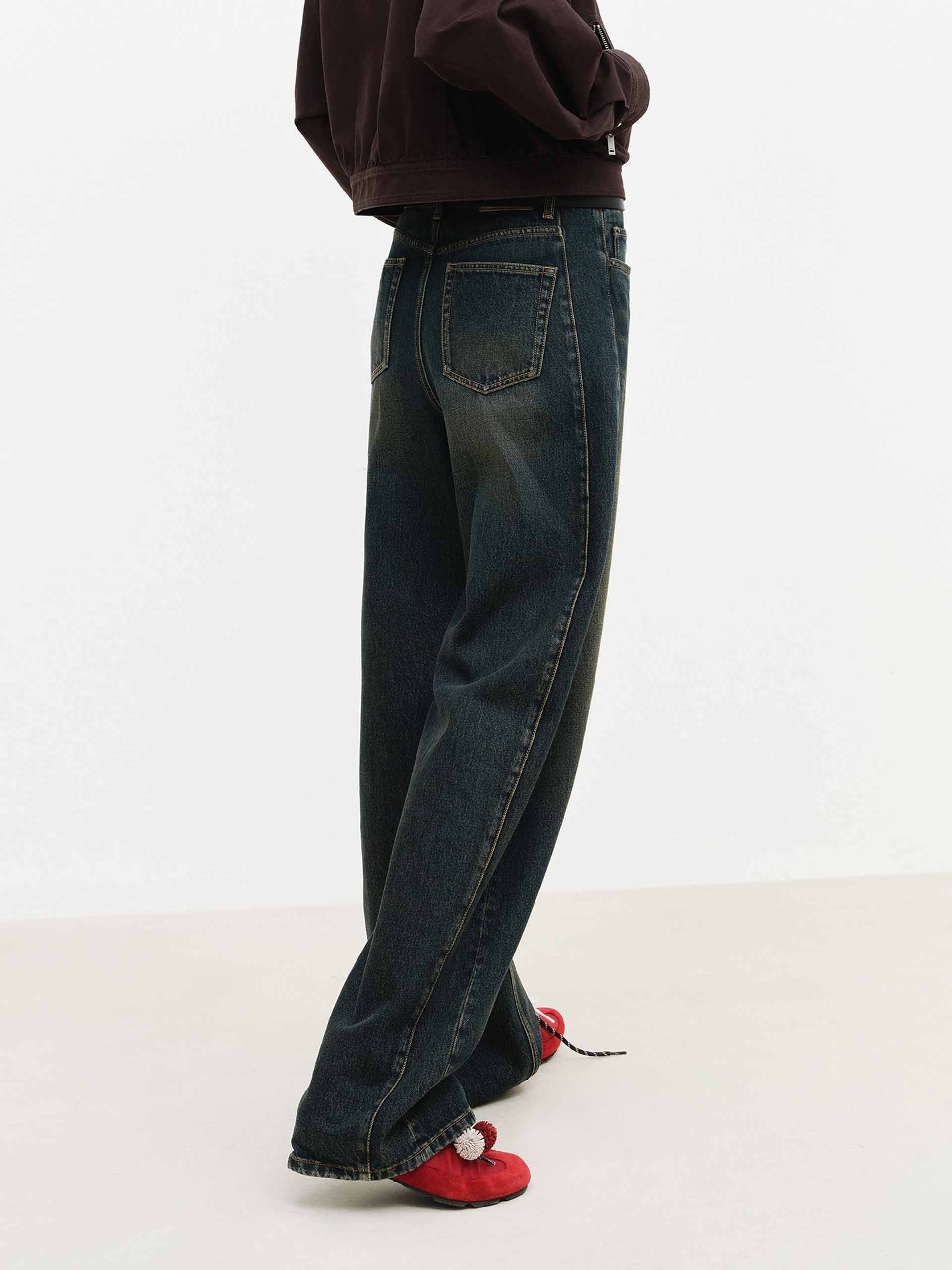 MO&Co. Women's Barrel Leg Jeans | 100% Cotton Whisker Denim