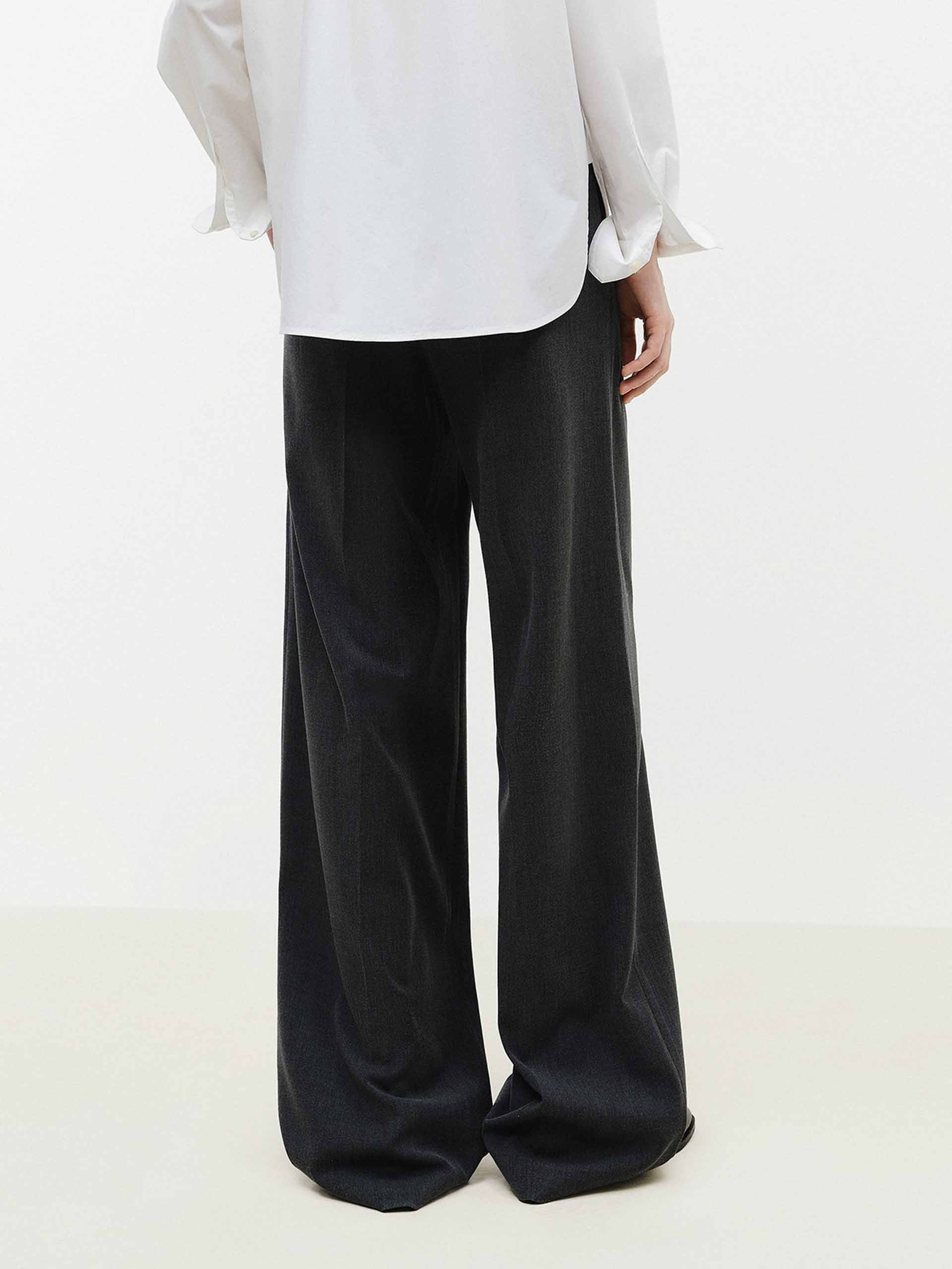 MO&Co. Women's Wool Blend Pleated Pants | High Waist