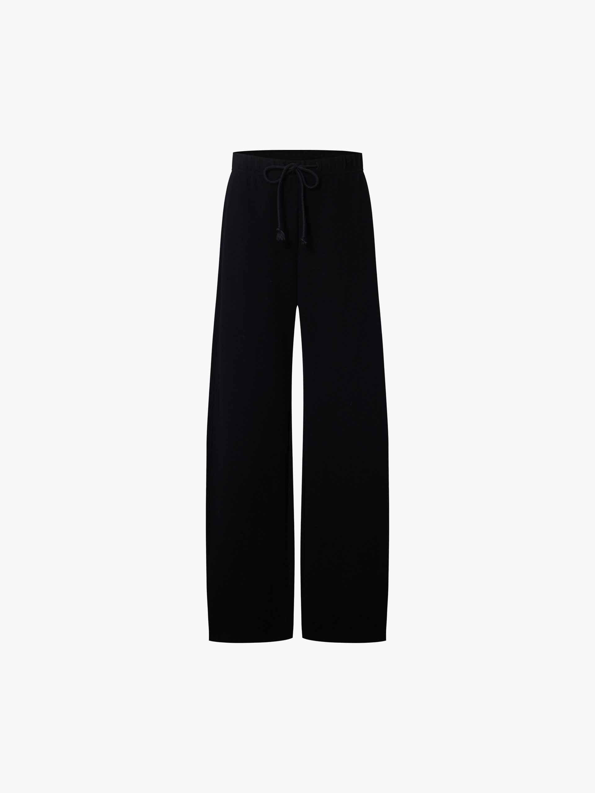 MO&Co. Drawstring Barrel Pants with Asymmetrical Seams in Black