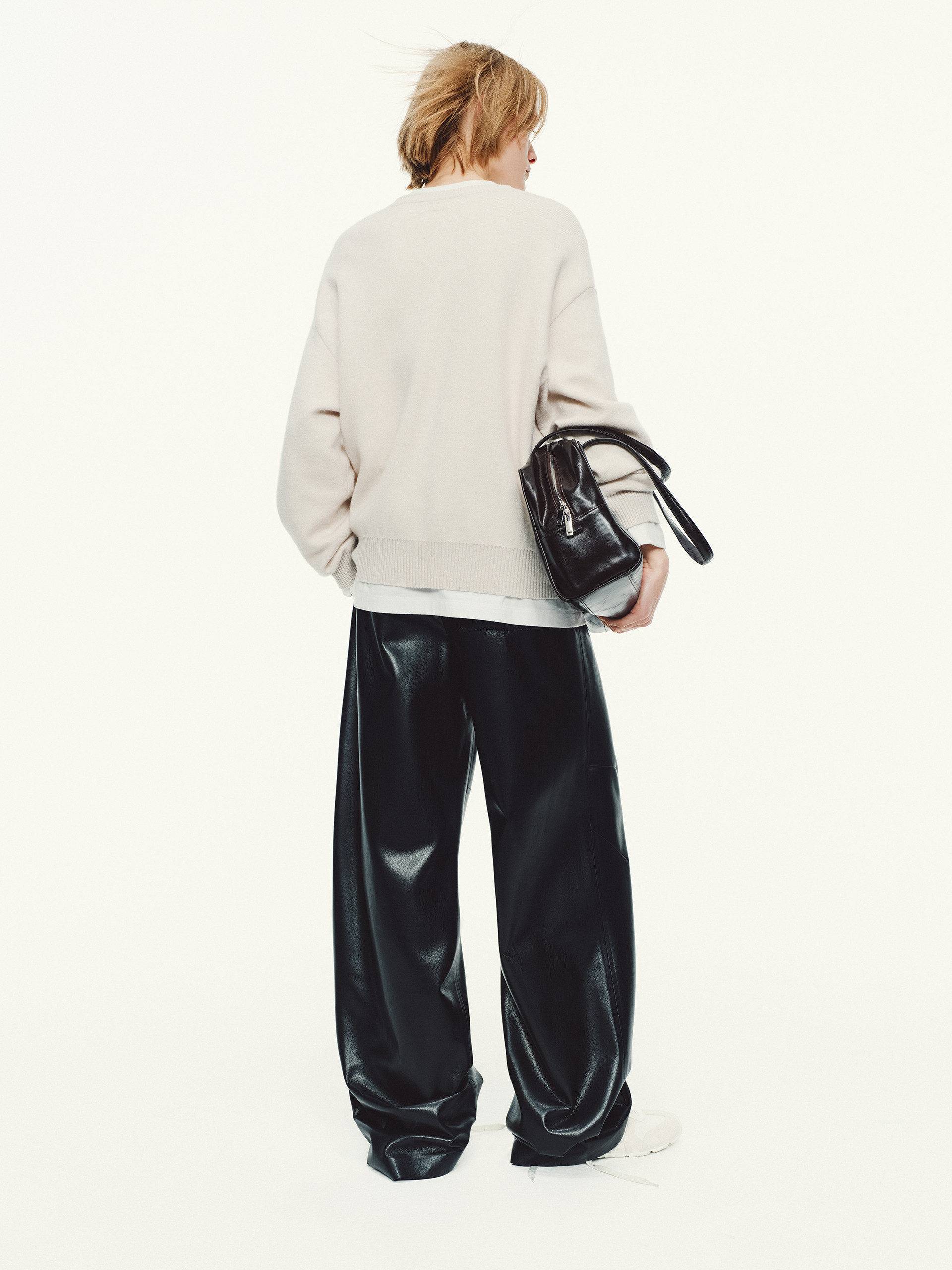 MO&Co. Elastic Waist Leather Pants | Modern Casual Fit