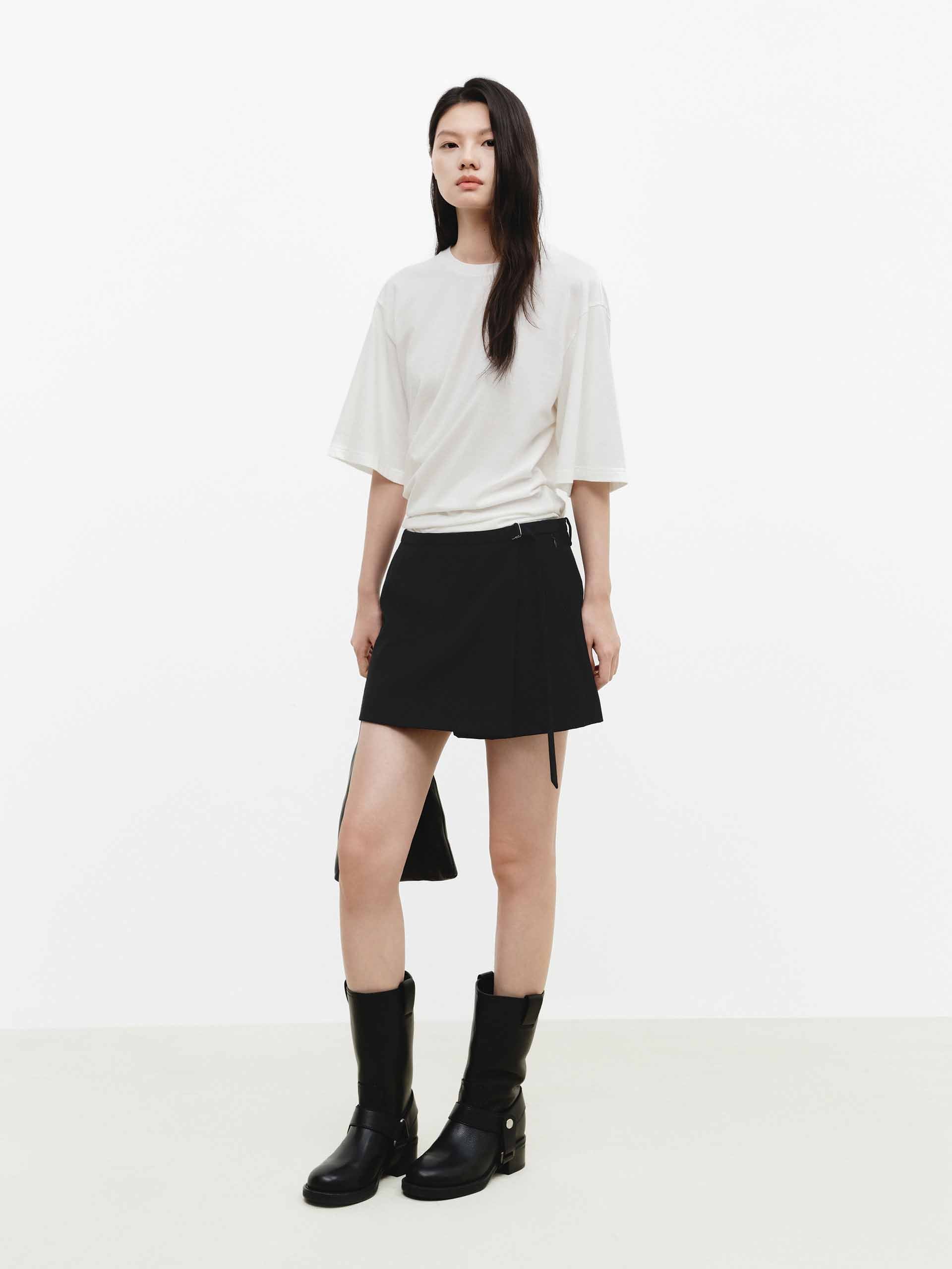 MO&Co. Women's Wool Blend Black Wrap Skort